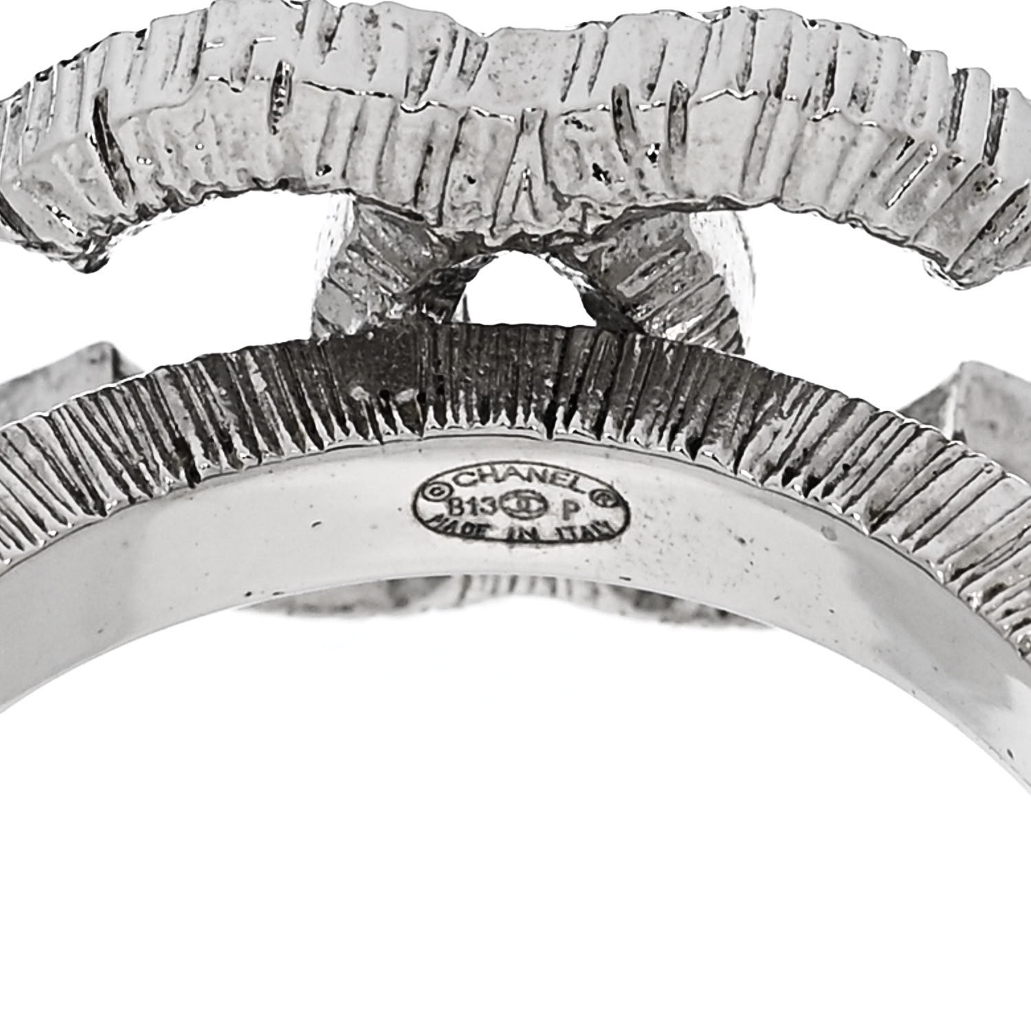 CHANEL Crystal Baguette CC Ring 52 6 Silver 1681726