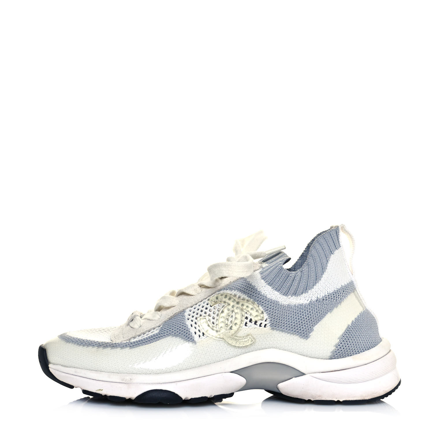 あん CHANEL Fabric Suede Calfskin CC Sneakers 41 Dark Grey