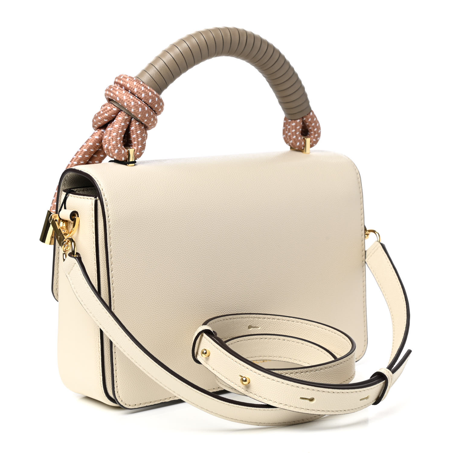 MARC JACOBS Textured Calfskin The J Link Shoulder Bag Ivory