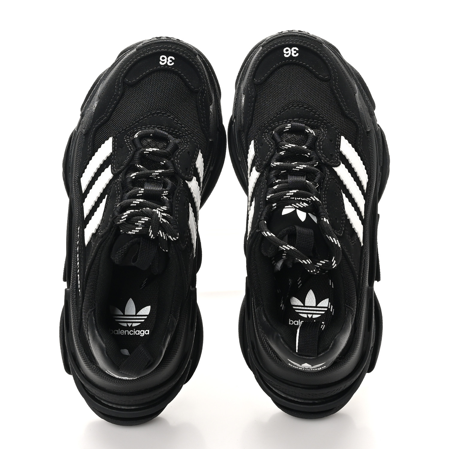 Balenciaga　TRIPLE S adidas　ブラック スニーカー 38 Balenciaga X Adidas Triple S Black White – Kicks Machine