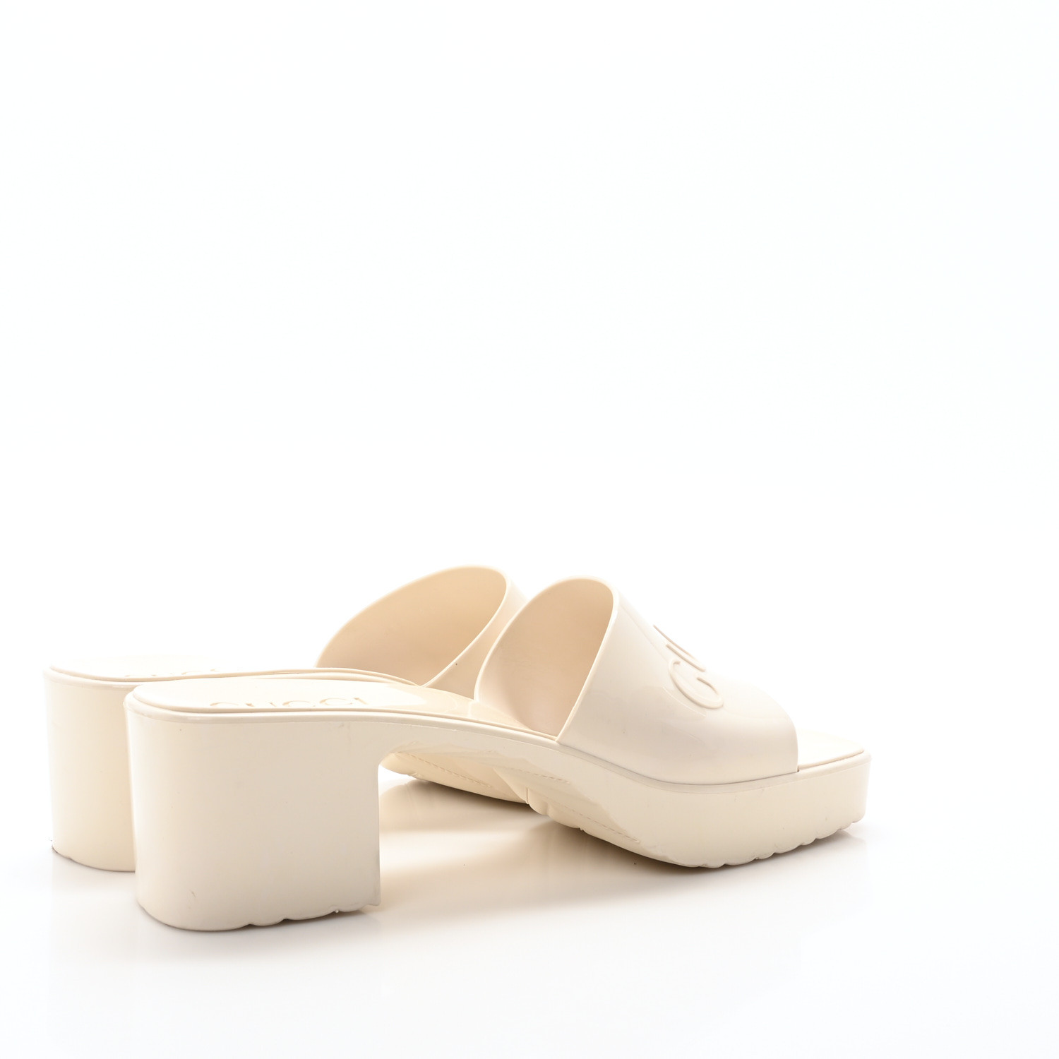 サンダル・ミュール Gucci Slide White Rubber (Women's) GUCCI Rubber Gucci Logo Womens Platform 20/60mm Slide