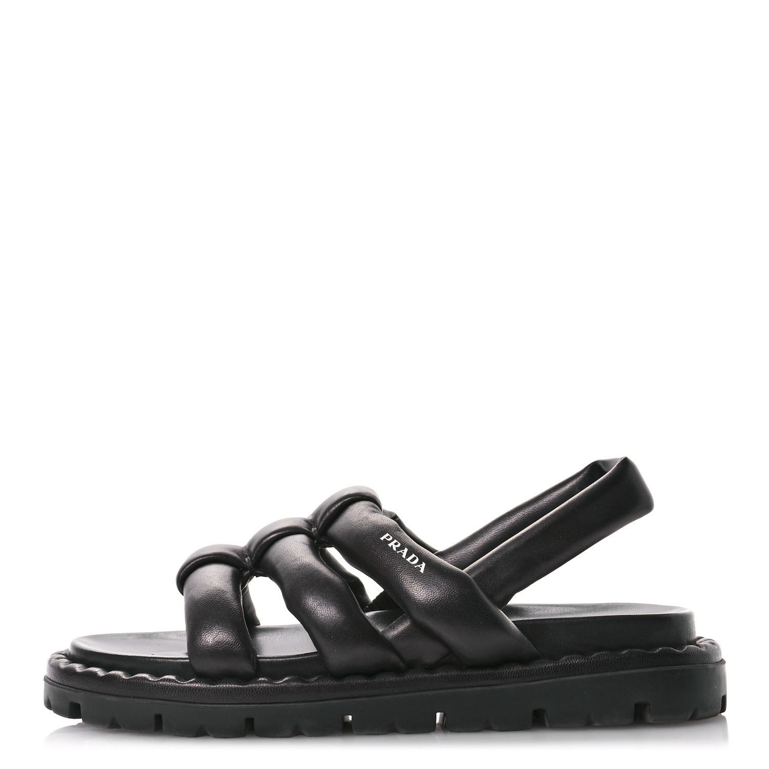 PRADA Nappa Padded Blow 20mm Slingback Sandals 37.5 Black