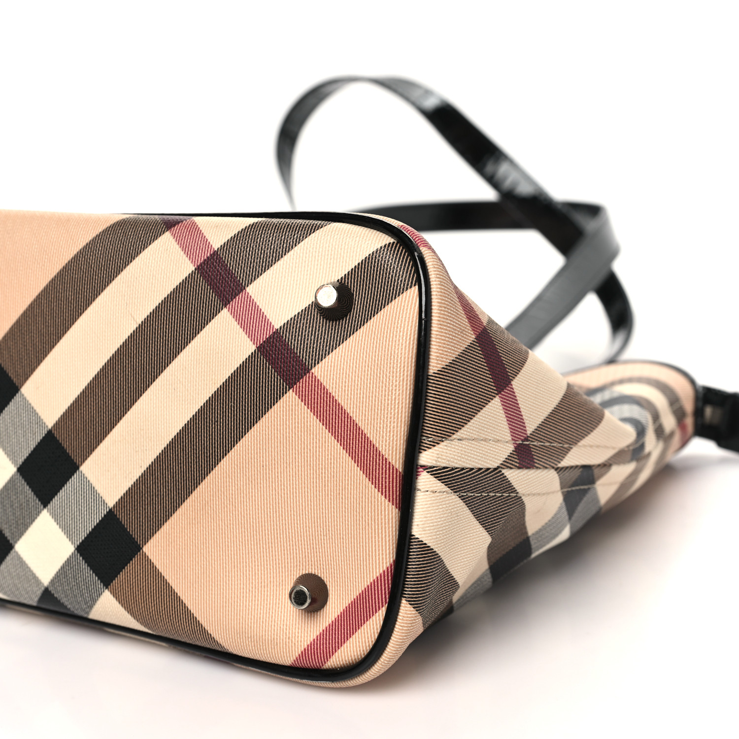 BURBERRY Metallic Calfskin Nova Check Small Nickie Tote