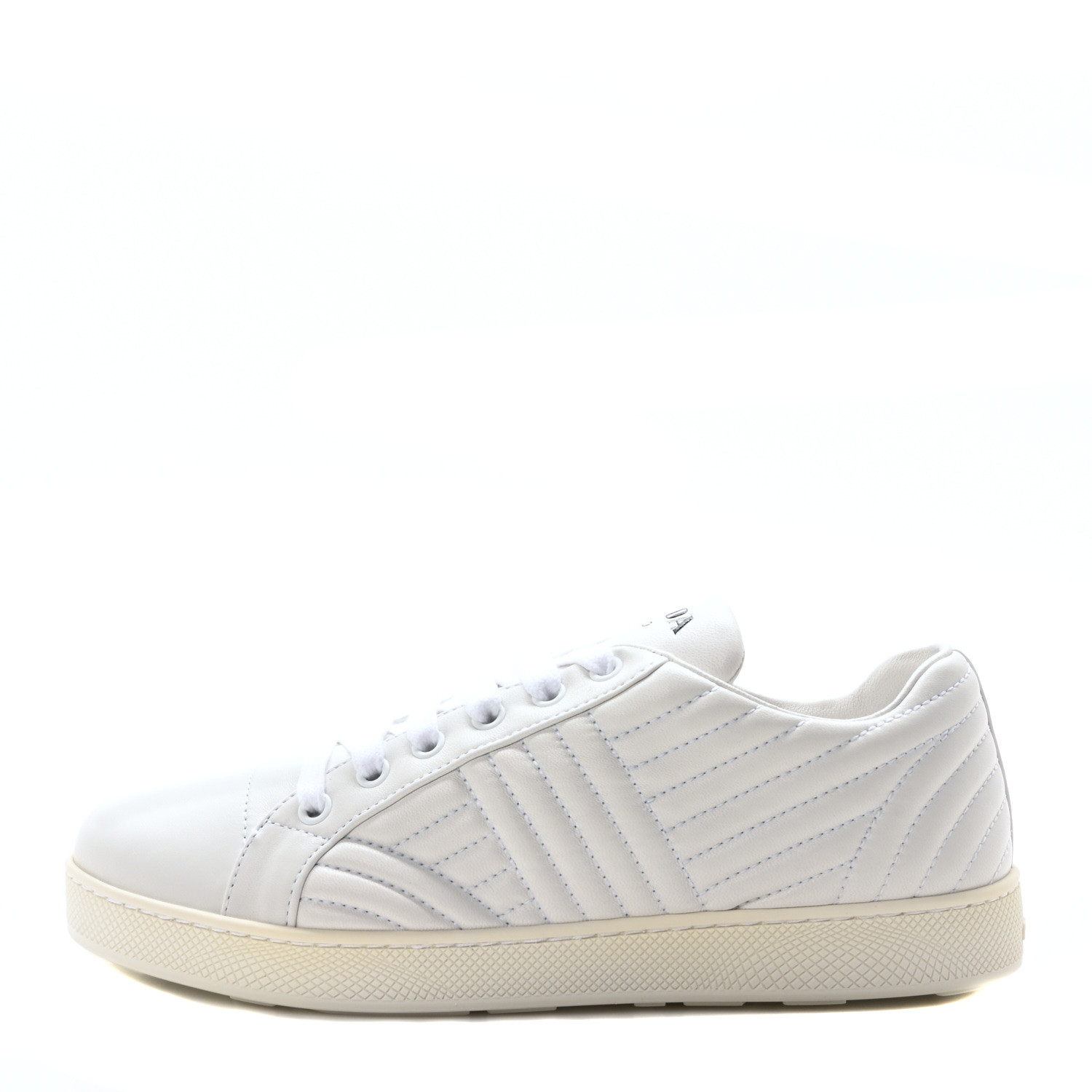 PRADA Nappa Diagramme Womens Low Top Sneakers 38.5 White