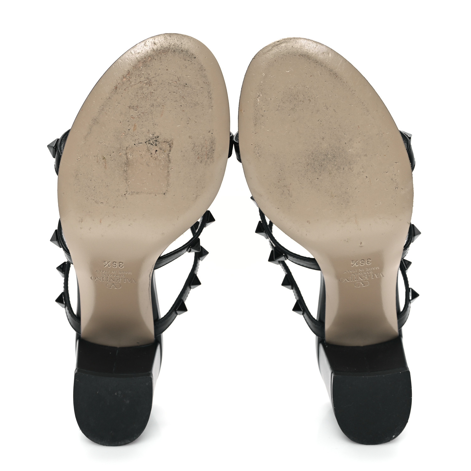 Valentino Garavani★ブラック Rockstud スライド VALENTINO GARAVANI Calfskin Monochrome Rockstud 60mm Caged