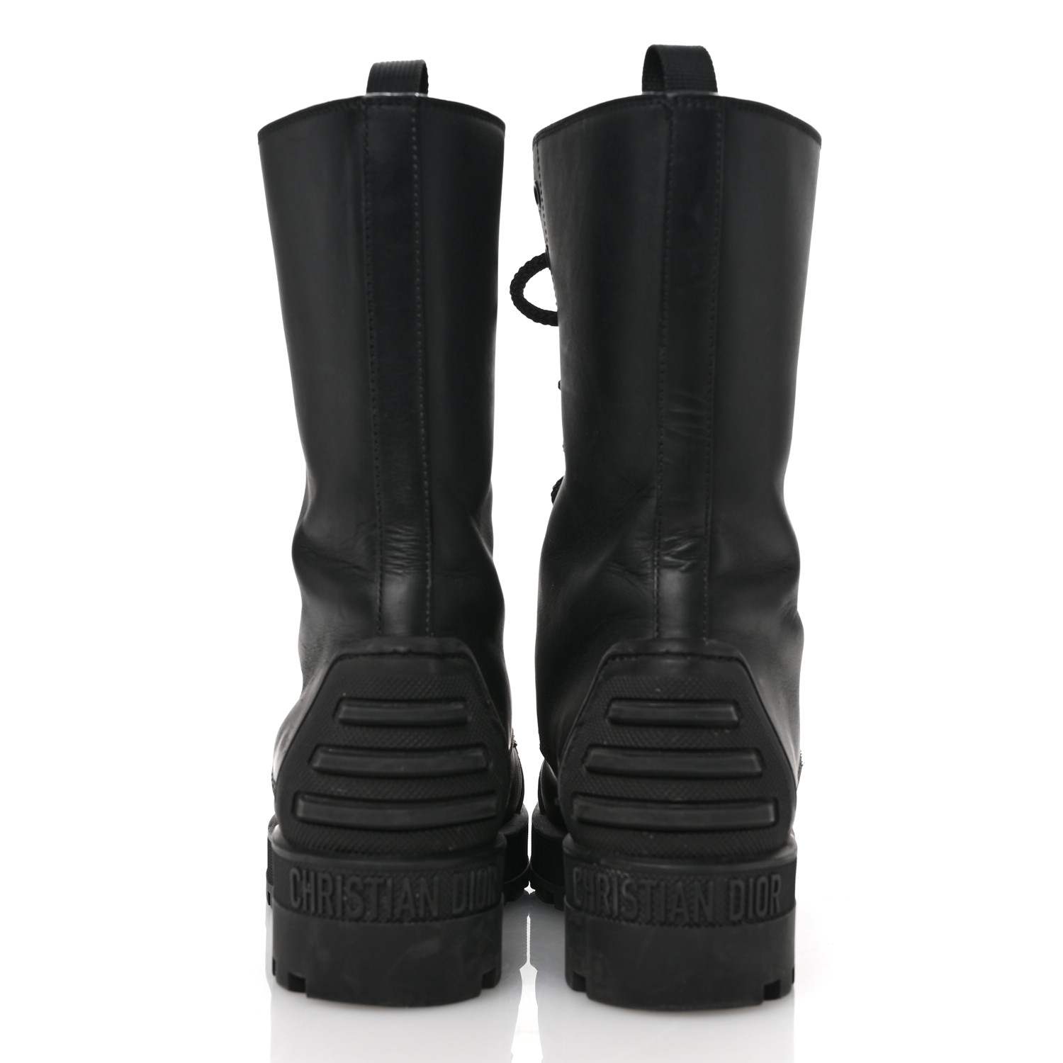CHRISTIAN DIOR Calfskin Rubber DiorIron Boots 35.5 Black