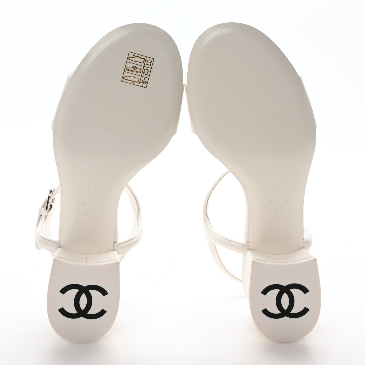 CHANEL Lambskin Logo Ankle Strap Sandals 36 White 1670905