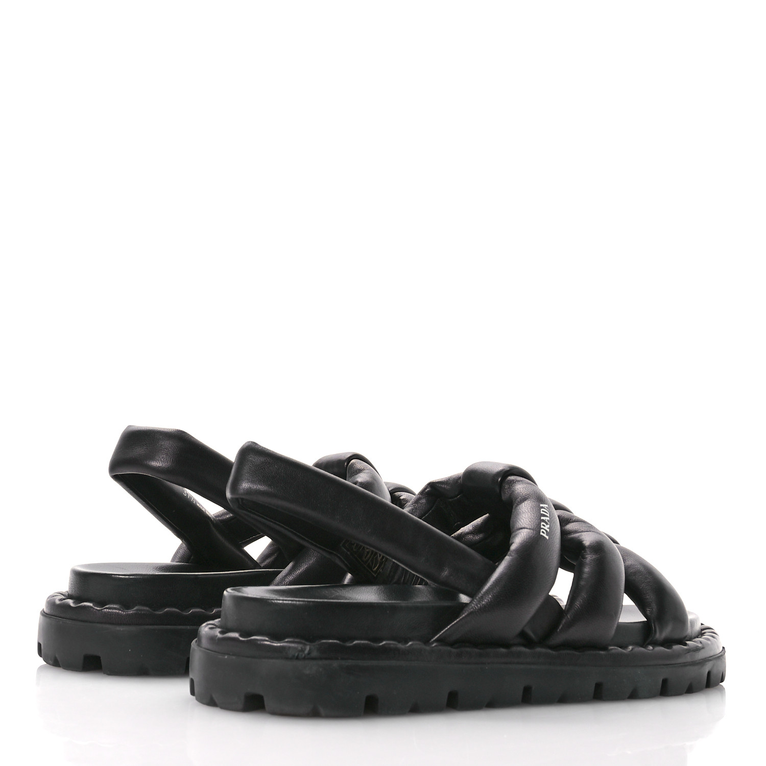 PRADAナッパ PRADA Nappa Padded Blow 20mm Slingback Sandals 37.5 Black