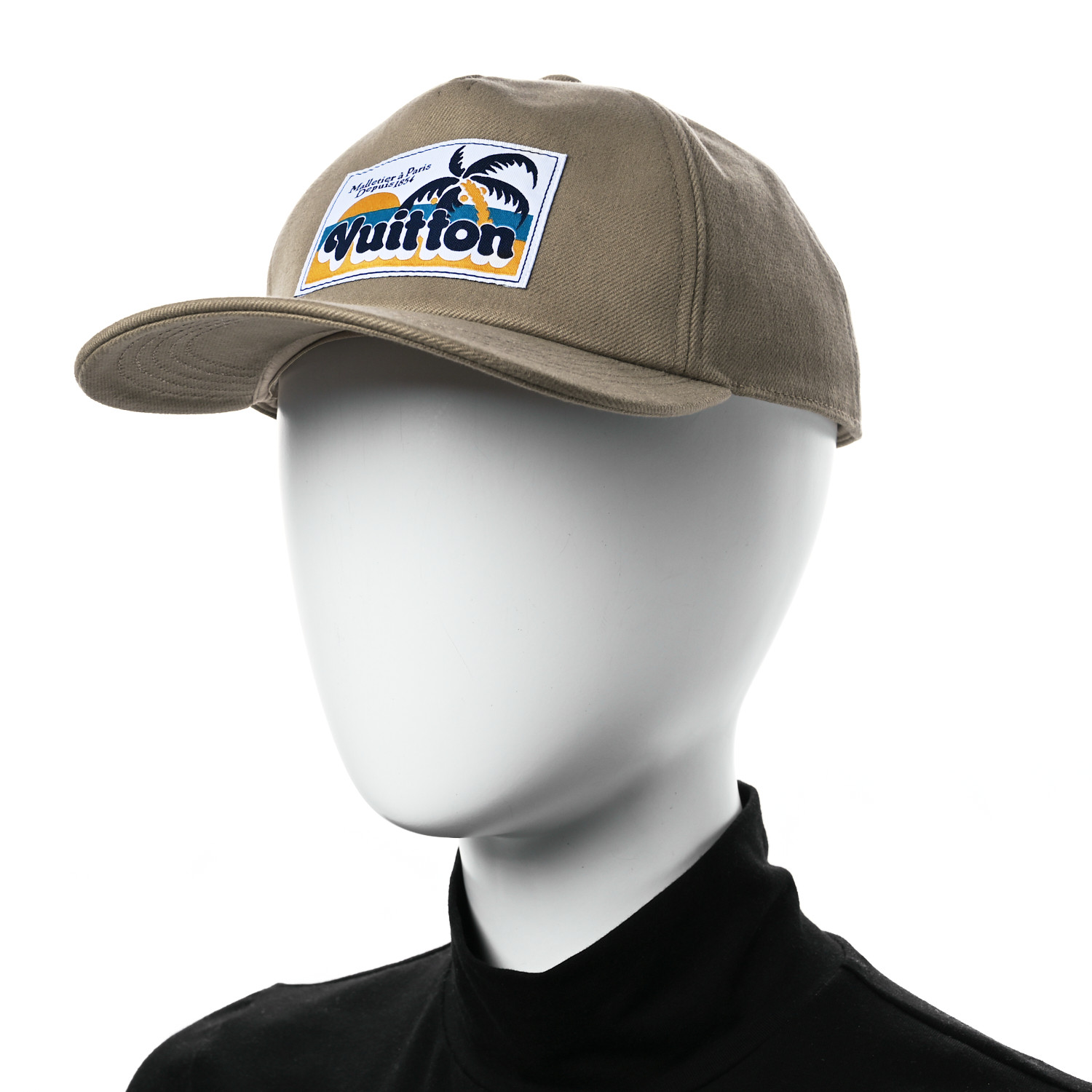 LOUIS VUITTON Cotton Palm Tree Patch Cap M Beige 1665234