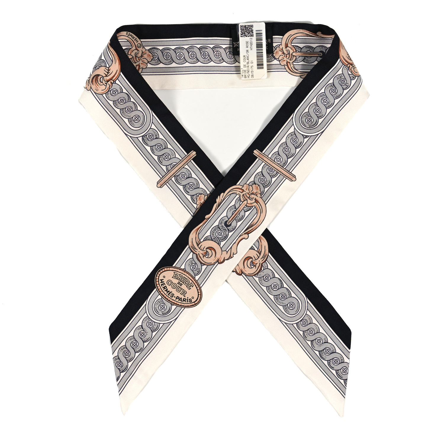 Hermes Noir/Blanc/Rose Silk Bride De Cour Twilly | Yoogi's