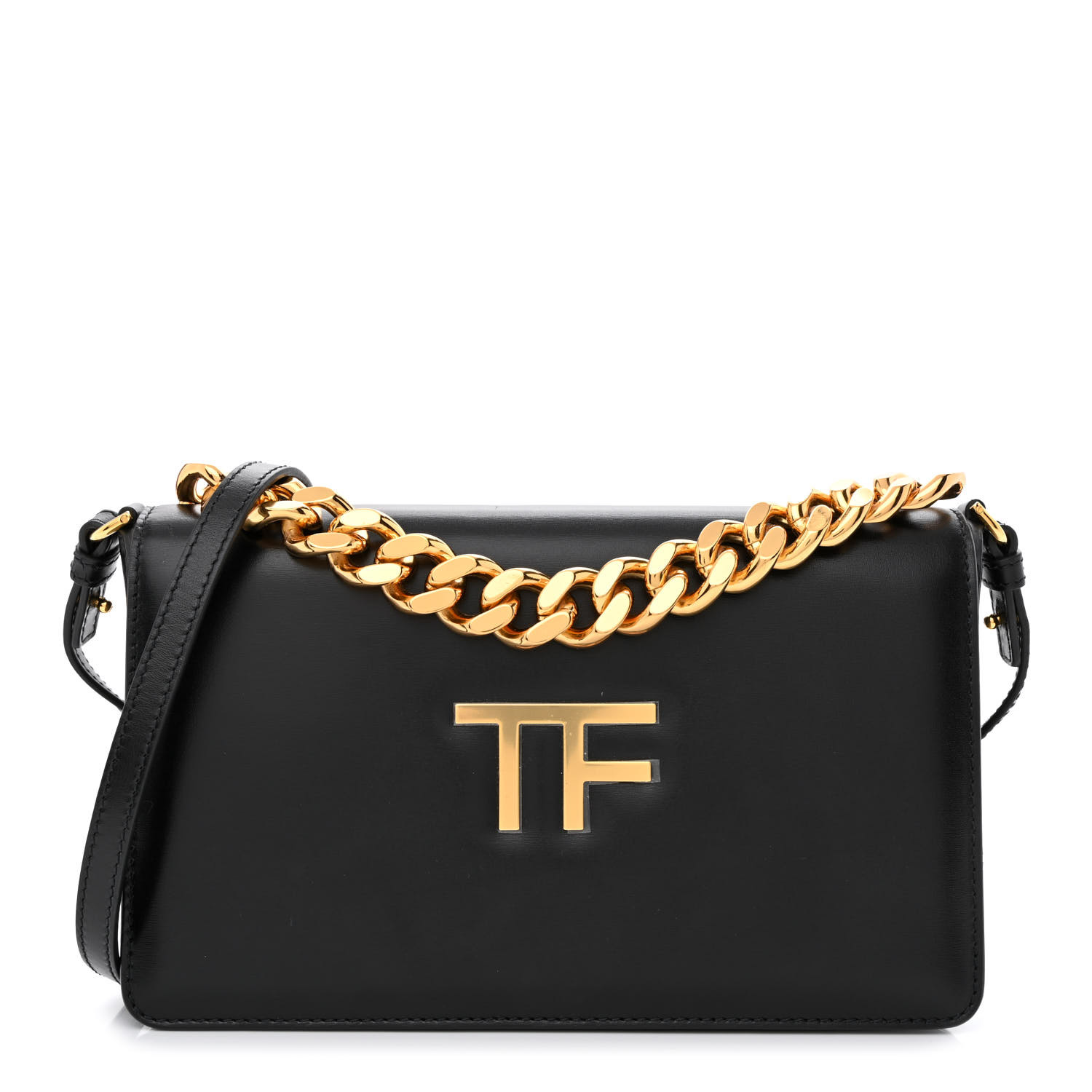 TOM FORD Palmellato Calfskin TF Chain Shoulder Bag Black