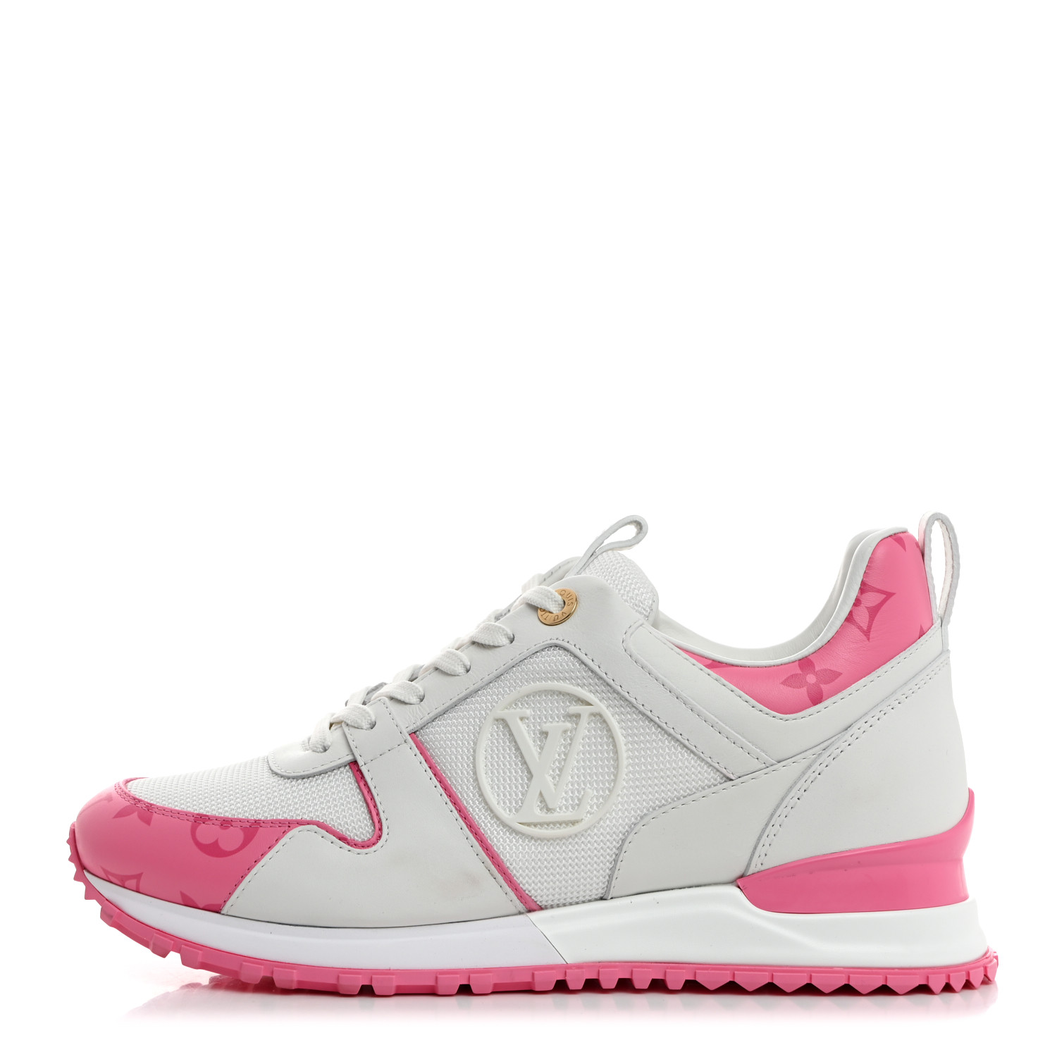 LOUIS VUITTON Calfskin Monogram Run Away Sneakers 38 White