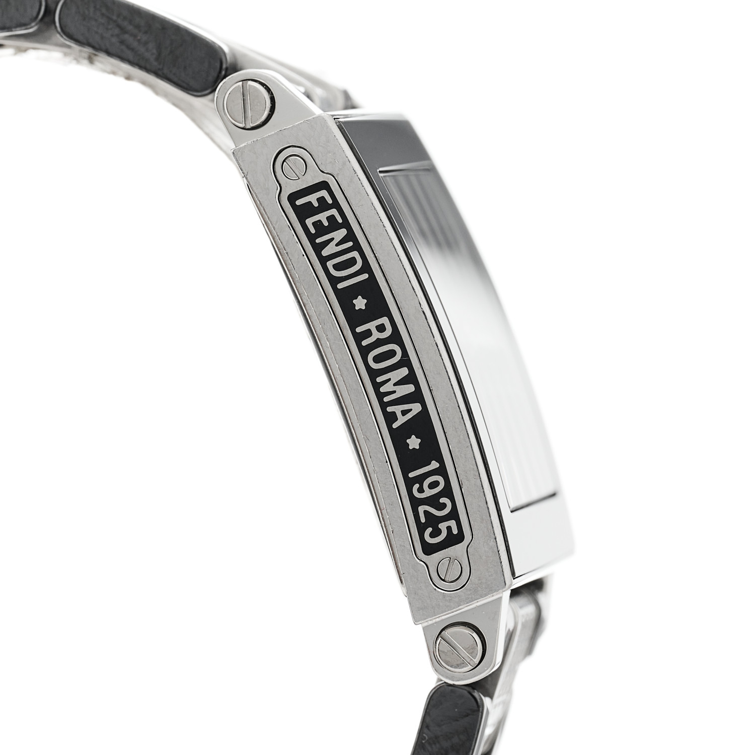 アナログ腕時計 Fendi Stainless steel and black nylon Fendimania Baguette wa FENDI FENDI WOMAN Stainless Steel And Embroidered Nylon