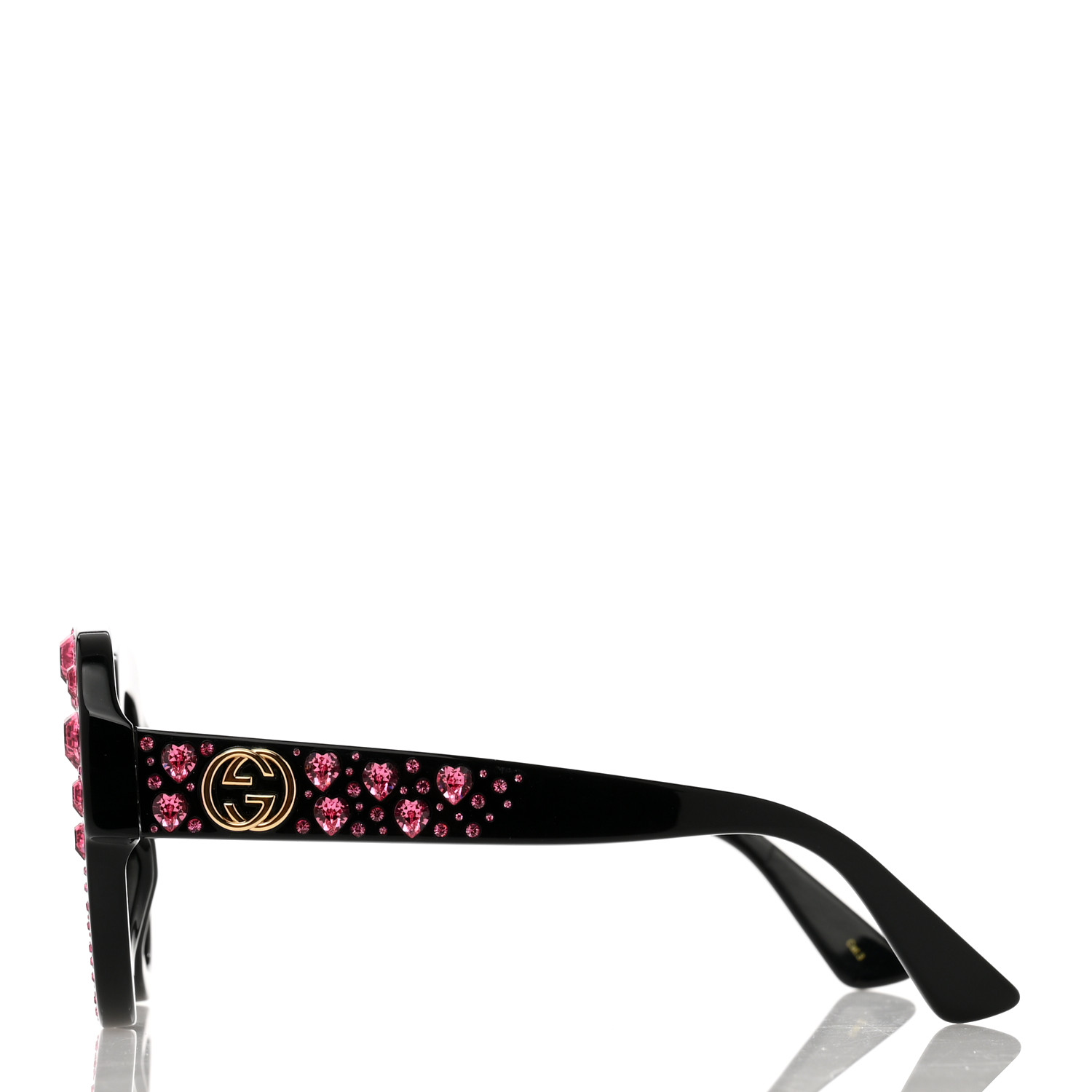 GUCCI Crystal Heart Sunglasses GG0308S Black 1325102