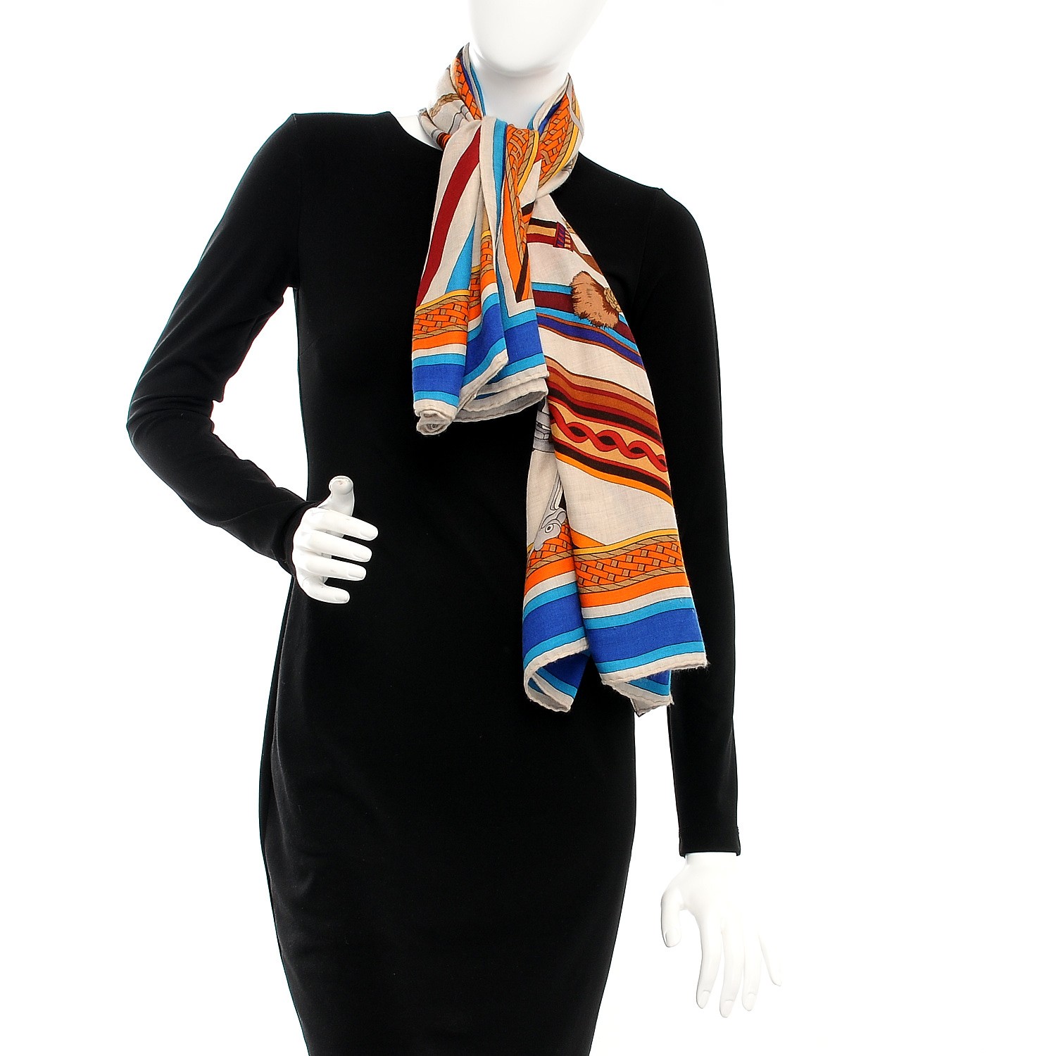 HERMES Cashmere Silk Concours D'Etriers Shawl 140 209295