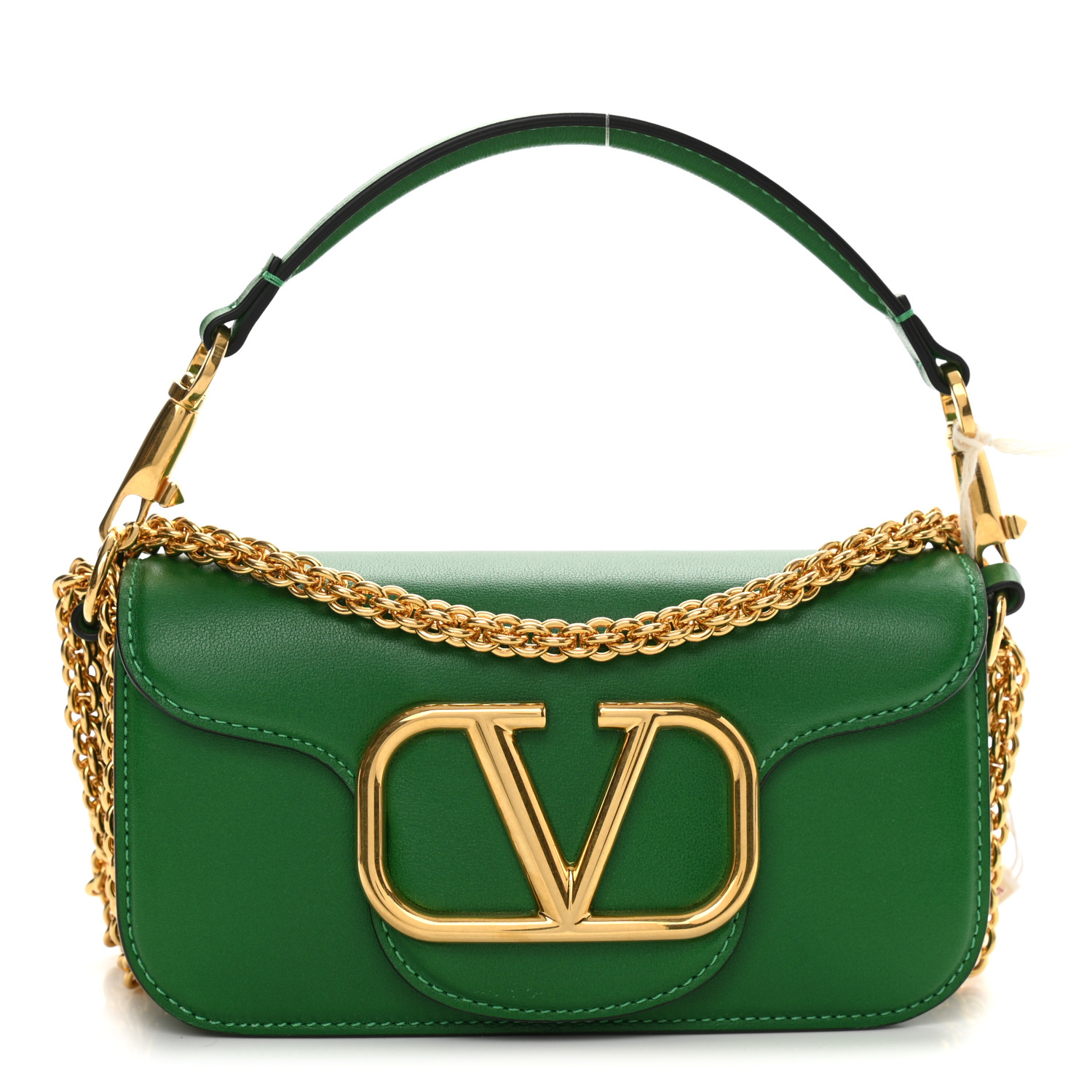 【Valentino】◆Crossbody Shoulder Chain Bag◆Green◆ Valentino small quilted green silk shoulder bag with chain