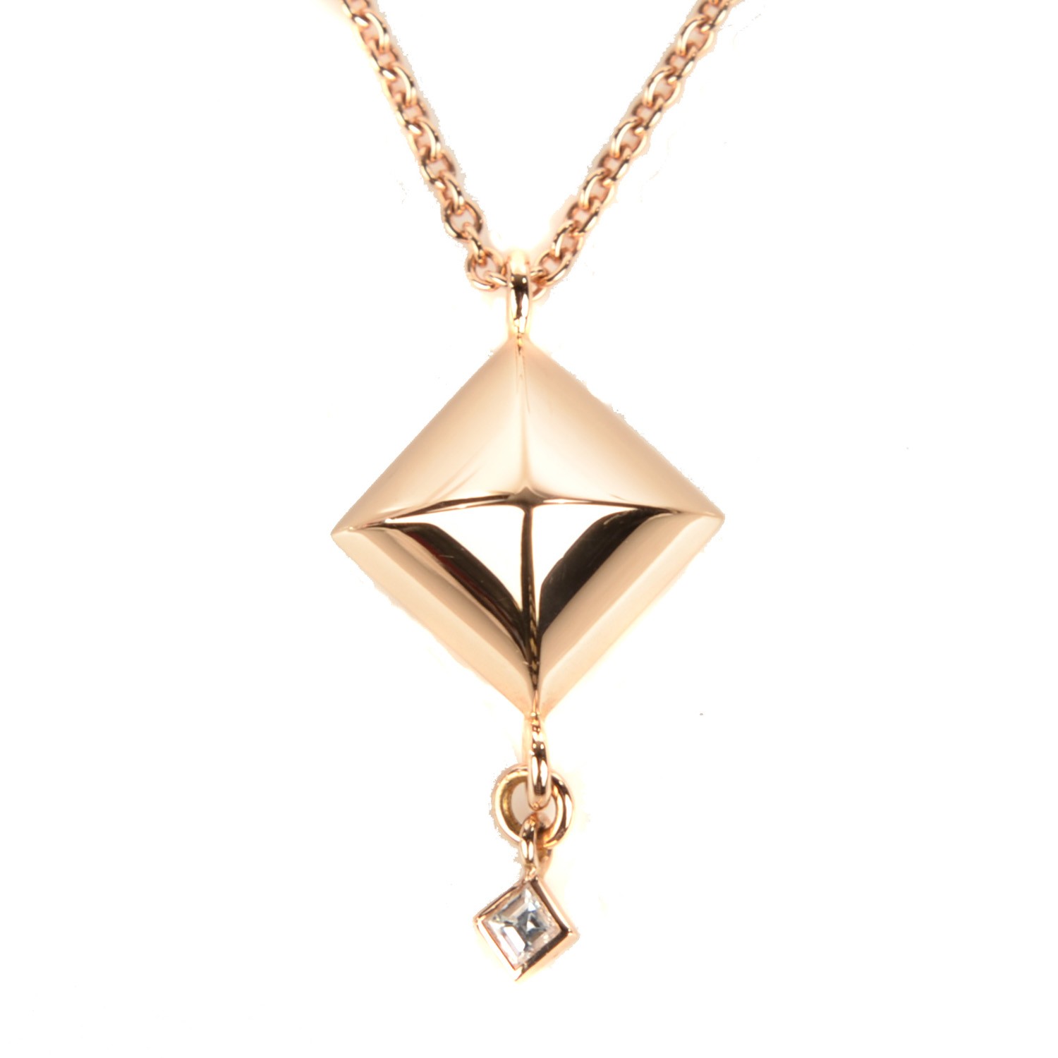 HERMES 18K Rose Gold Diamond Medor Pendant Necklace 114964
