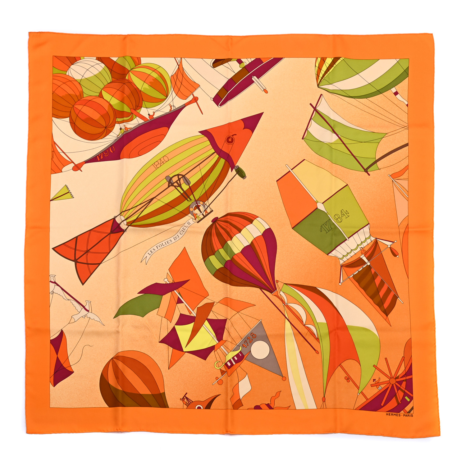 HERMES Silk Les Folies Du Ciel Scarf 90 853169 | FASHIONPHILE