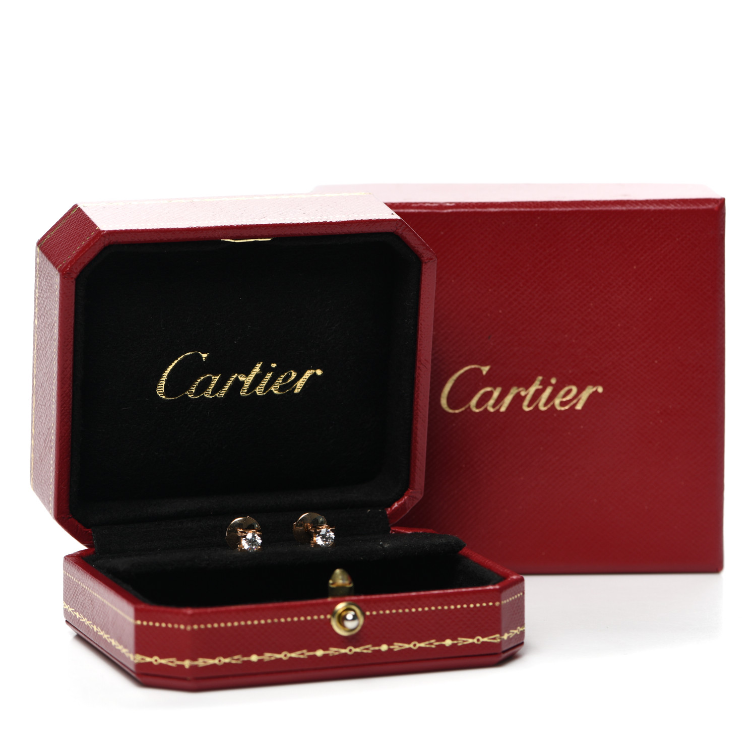 CARTIER 18K Pink Gold Diamond .46ctw C De Cartier Earrings