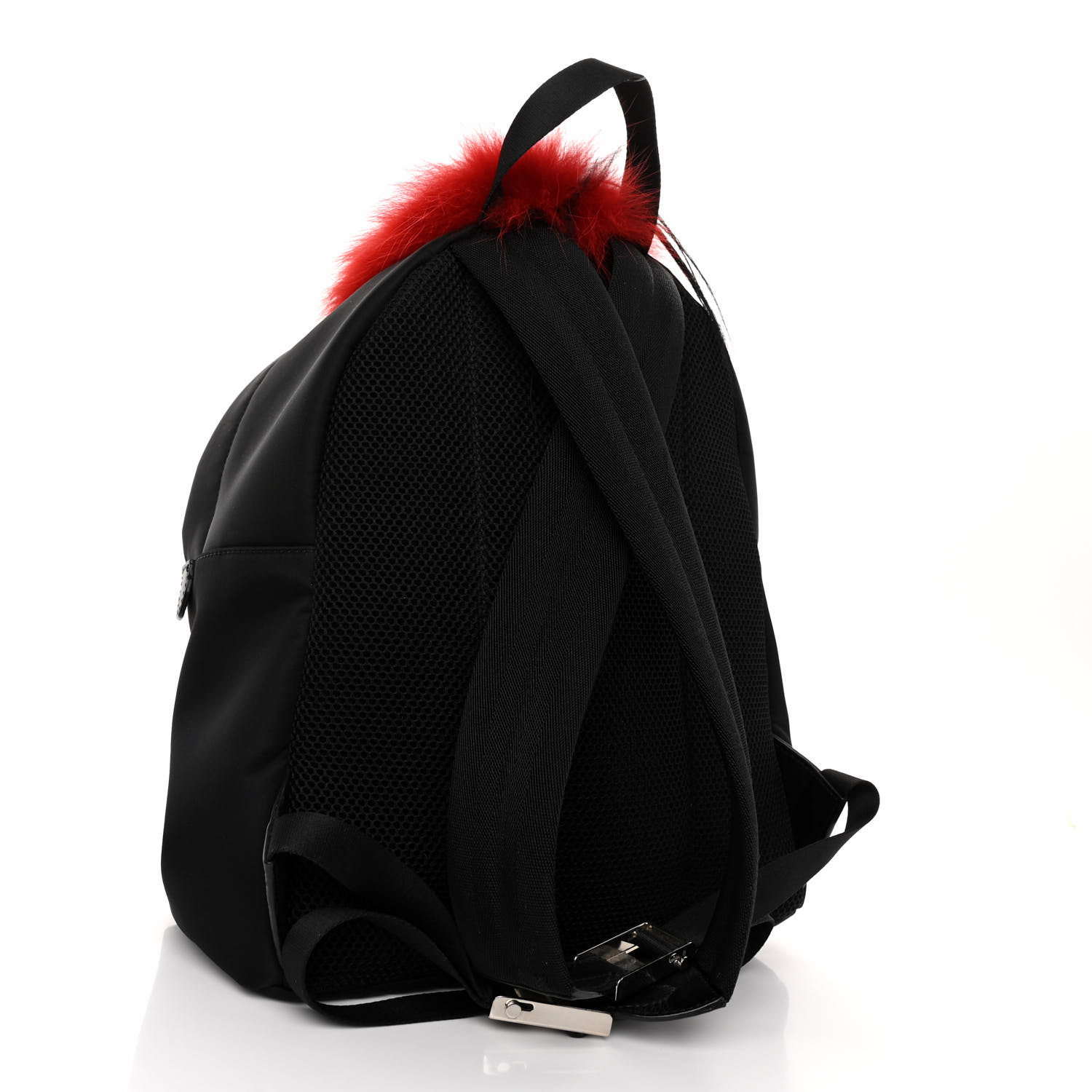 FENDI Nylon Vitello Dolce Elaphe Fox Fur Monster Eyes