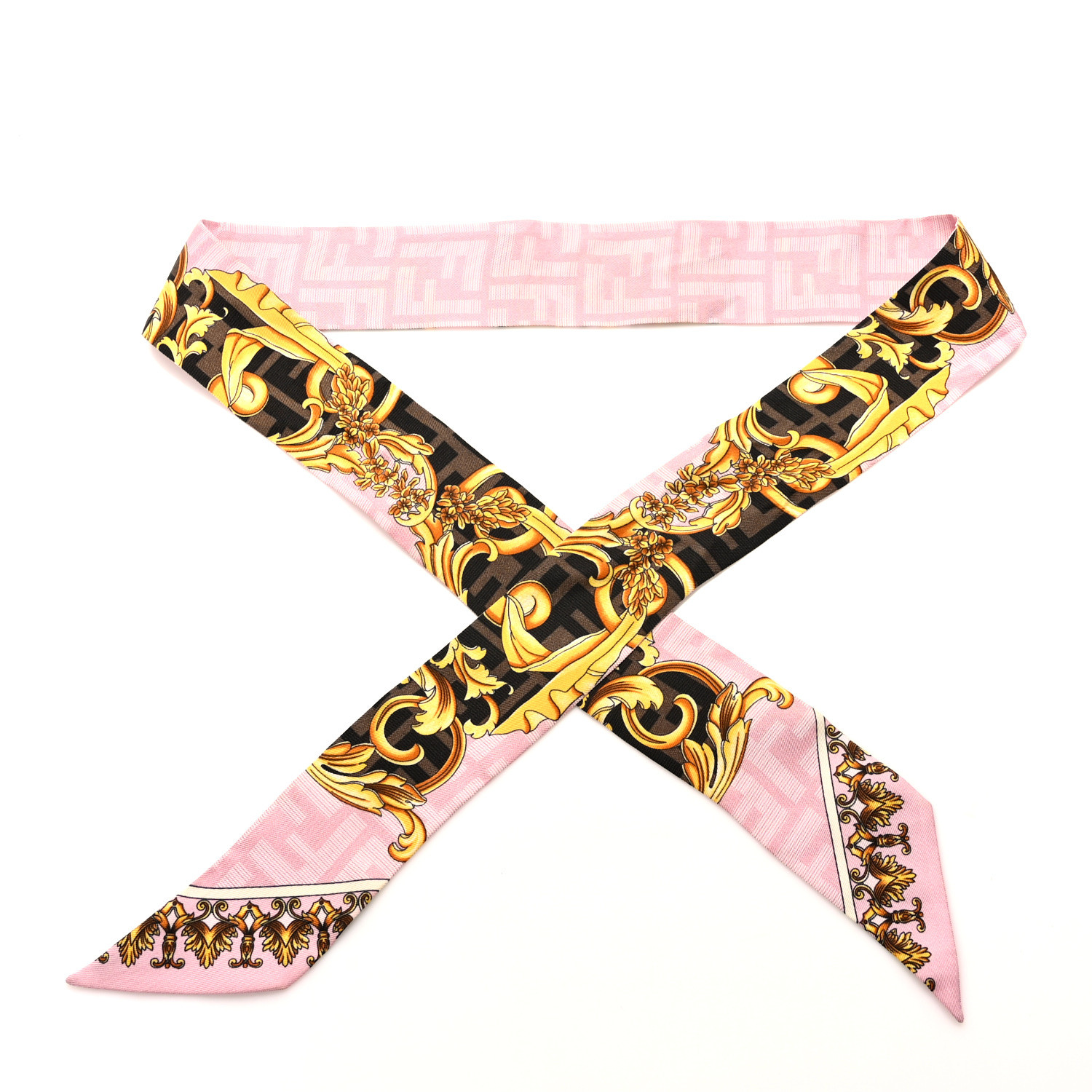 スカーフ Fendi Mauve Rose Silk Foulard FF Foulard Silk Pink | Fendi