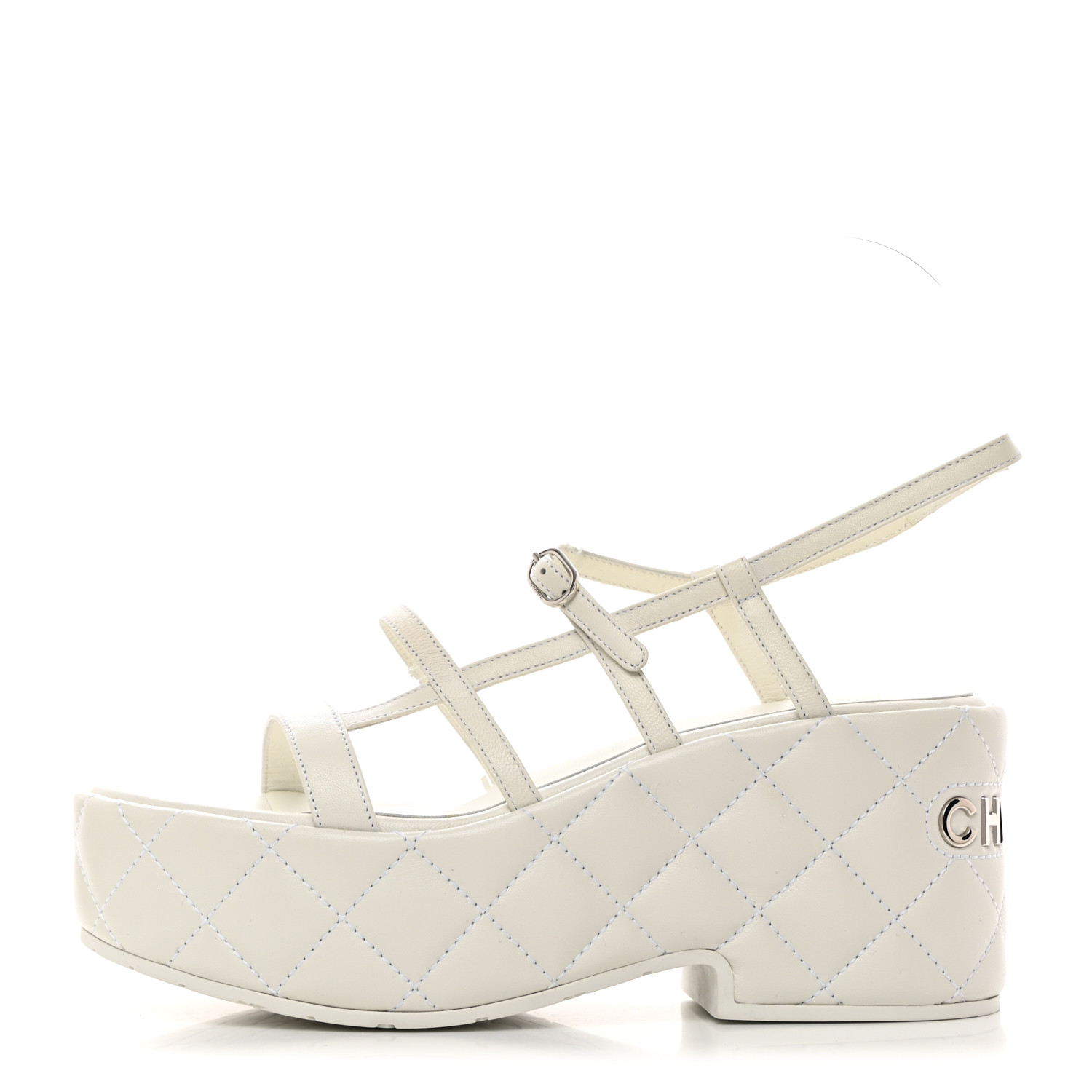 サンダル・ミュール Acrylic chain wedge sandal / White Prada - Bianco Espadrille Wedge Sandal, 90mm | Mitchell Stores