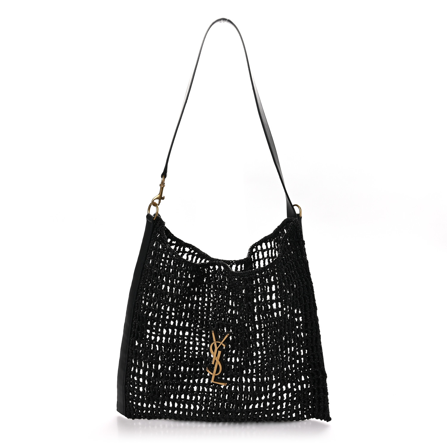 【Saint Laurent】Oxalis Raffia ショルダーバッグ★上品お洒落 SAINT LAURENT Oxalis leather-trimmed raffia shoulder bag
