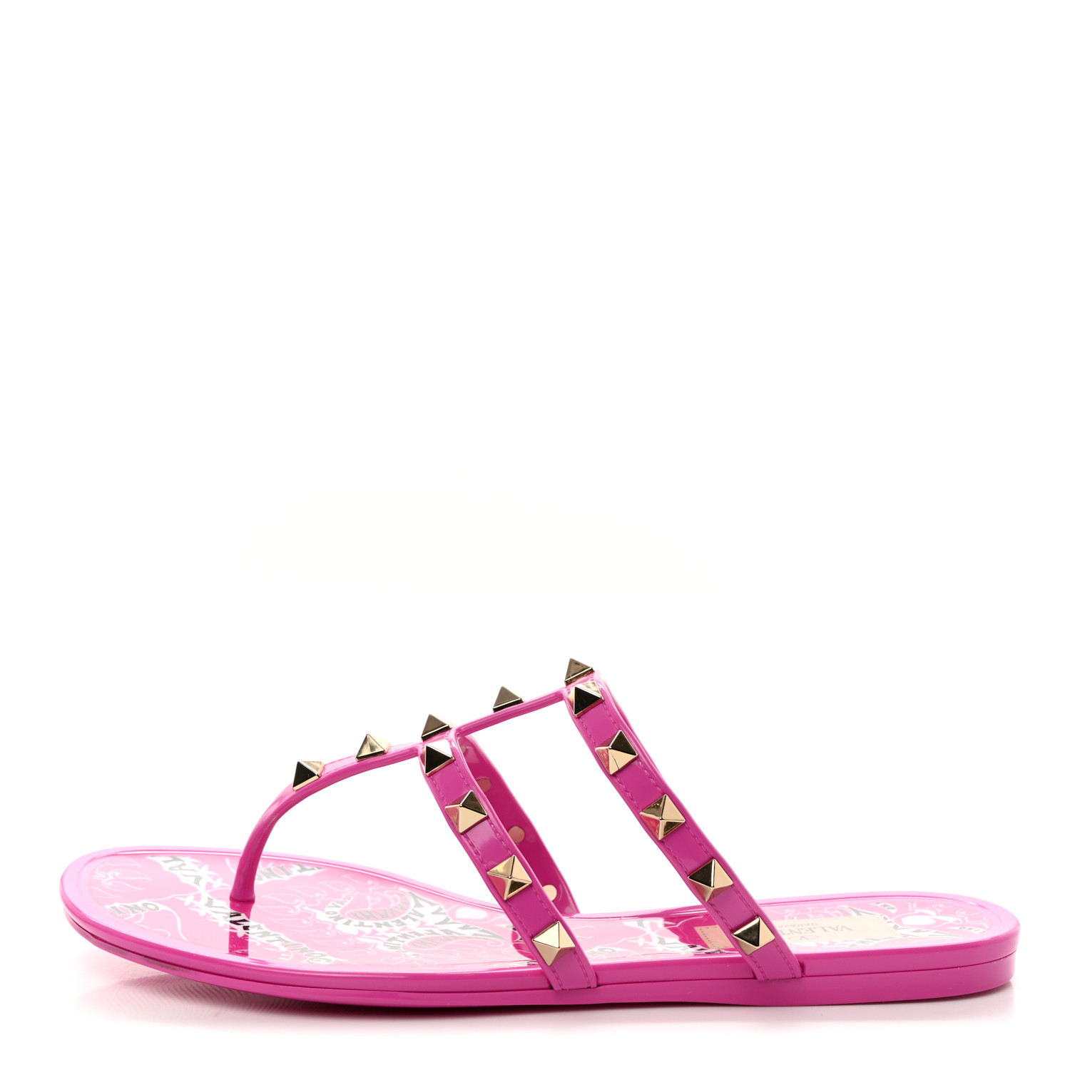 サンダル・ミュール VALENTINO Antiqued pink leather Rockstud thong sandals $420 -VALENTINO GARAVANI ROCKSTUD JELLY THONG SANDALS