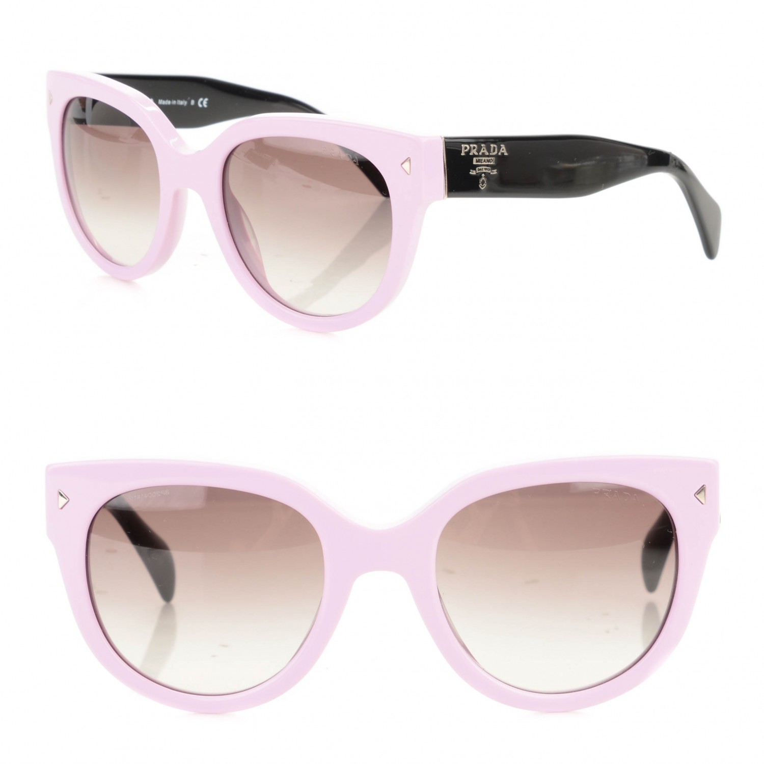 PRADA SPR17U-F ラウンド型サングラス　 PINK / BLK PRADA Sunglasses SPR 17O Black Pink | 168059 | FASHIONPHILE
