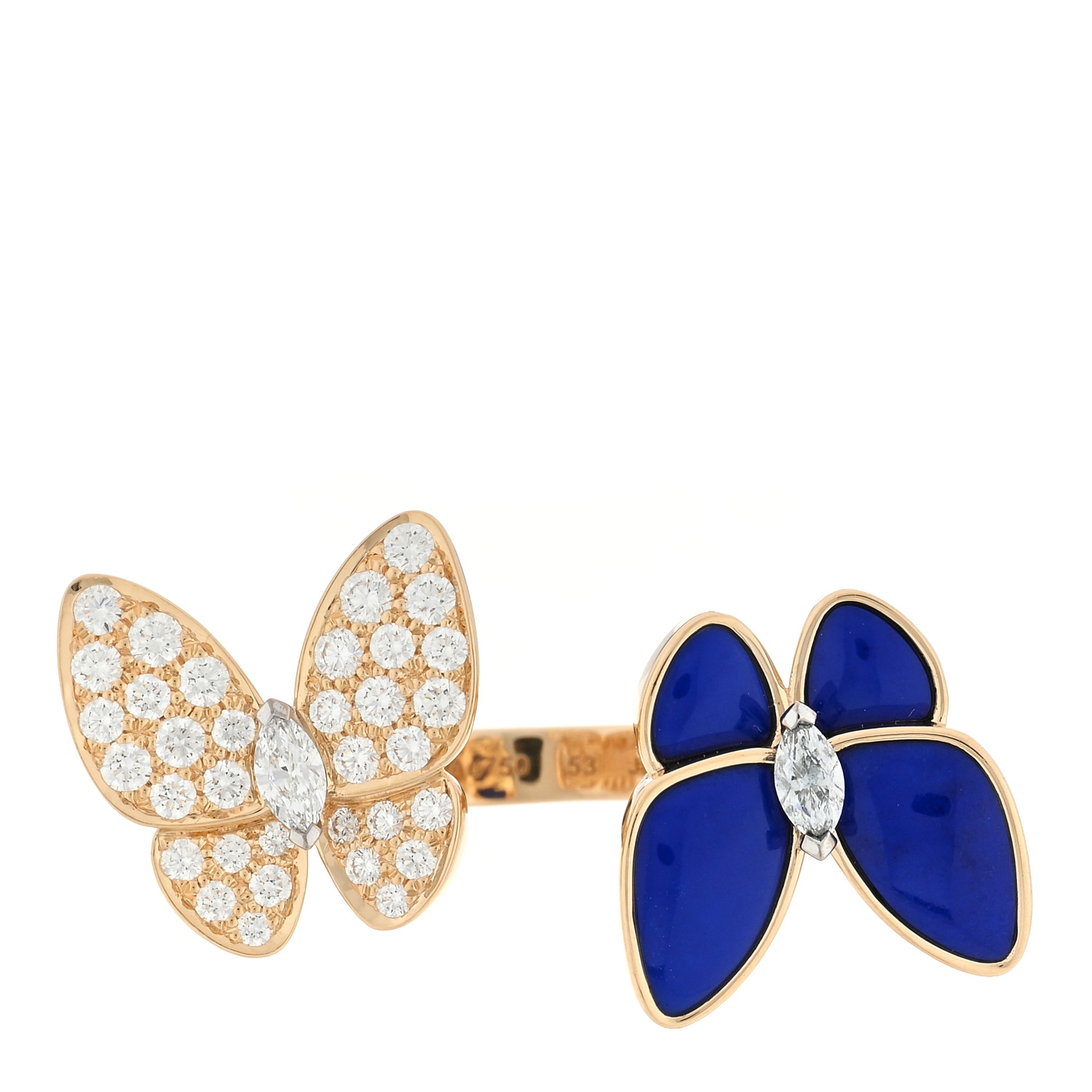 VAN CLEEF & ARPELS 18K Yellow Gold Diamond Lapis Lazuli Two
