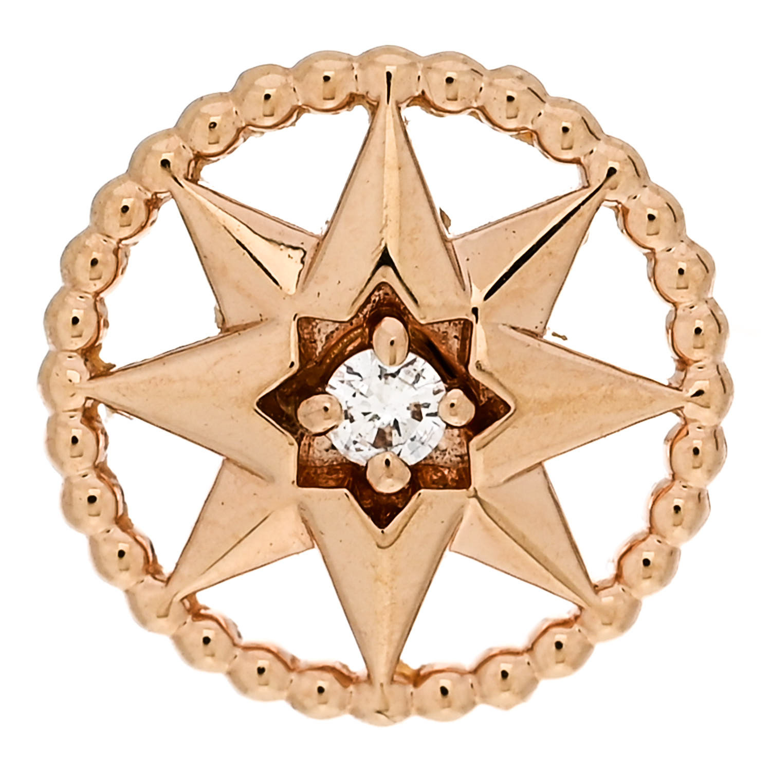 CHRISTIAN DIOR 18K Rose Gold Diamond Small Rose Des Vents