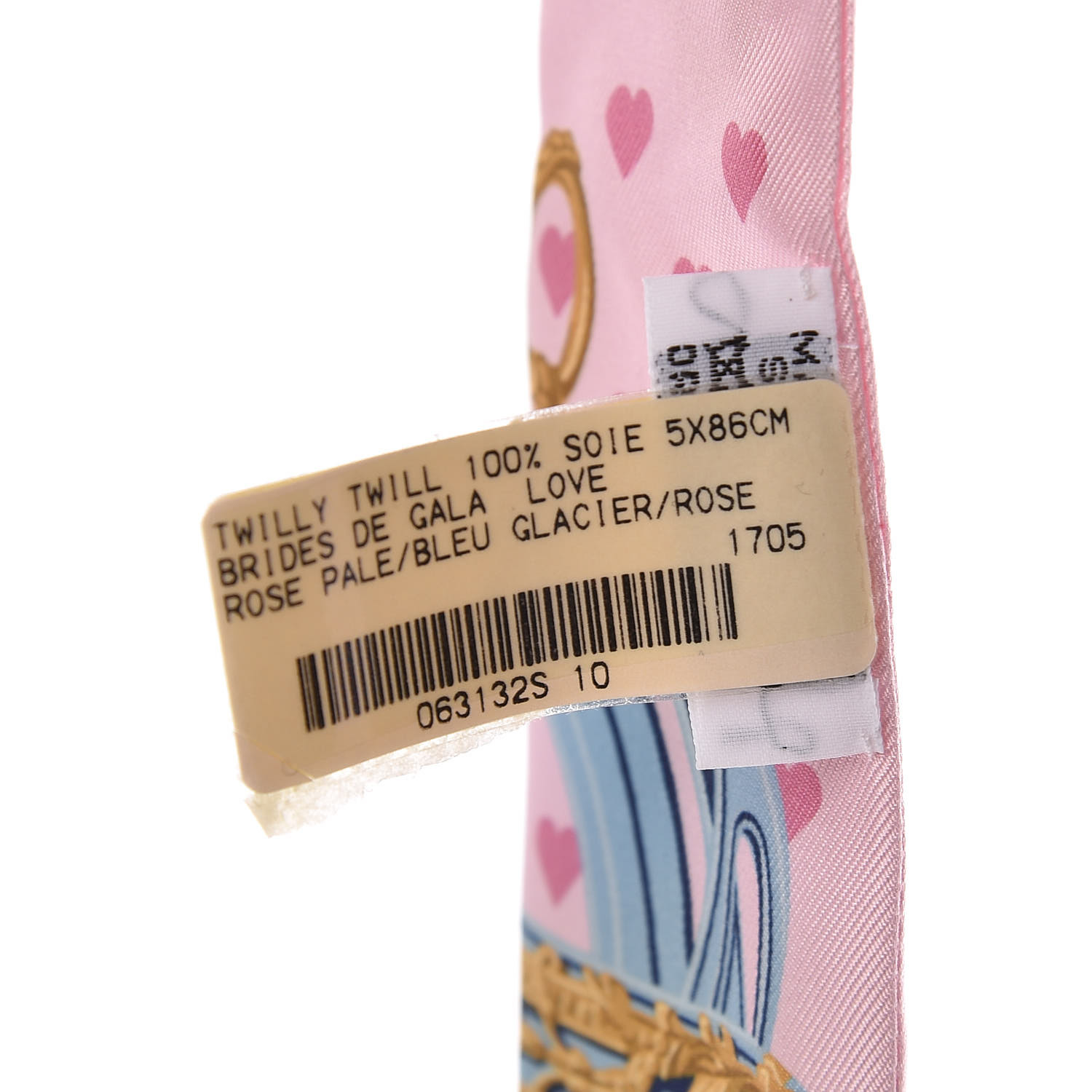 HERMES Silk Brides de Gala Love Twilly Rose Pale Bleu