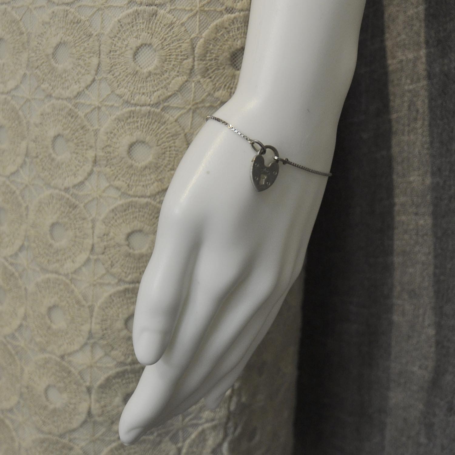 CHRISTIAN DIOR Love Heart Lock Bracelet Silver 25927