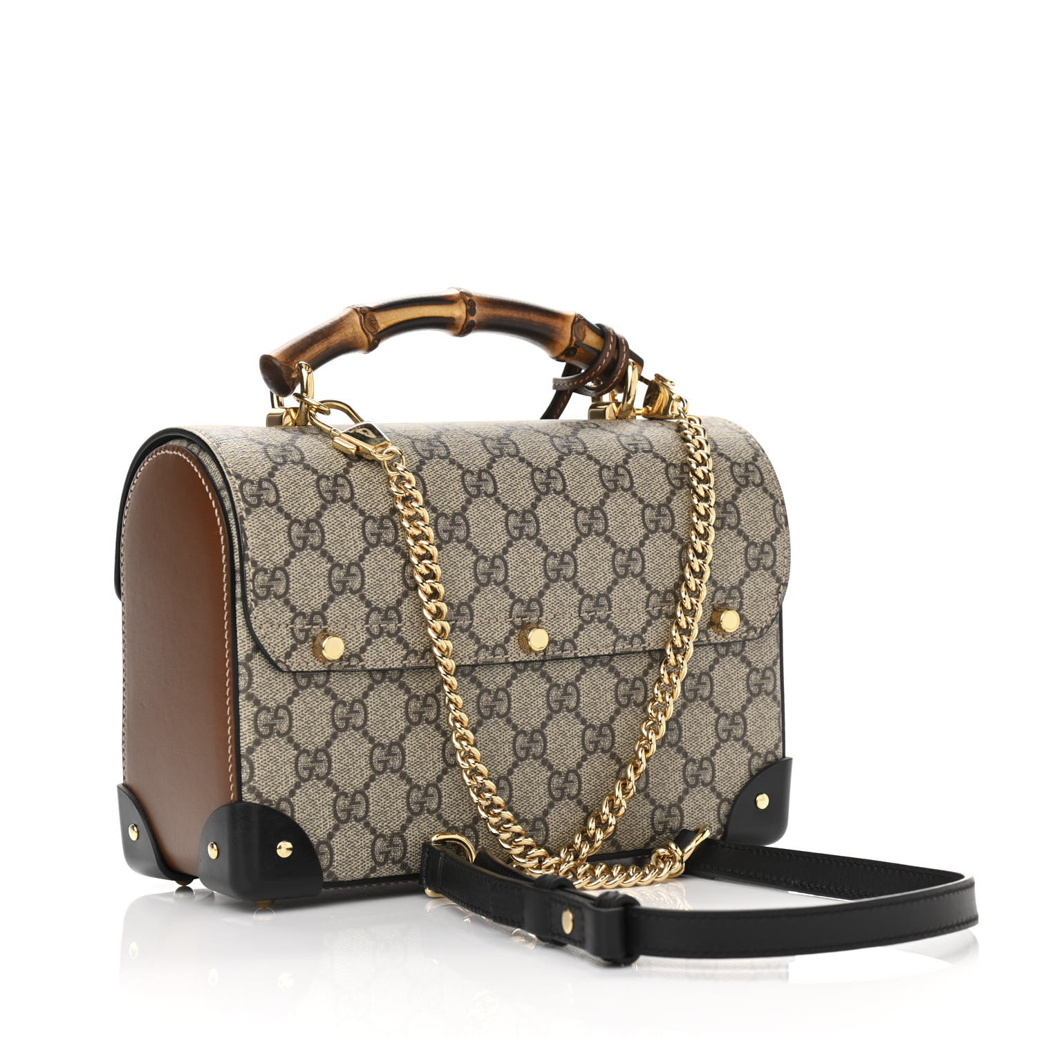 ショルダーバッグ・ポシェット Padlock Small Bamboo Black Shoulder Bag GUCCI GG Supreme Monogram Small Padlock Bamboo Shoulder Bag