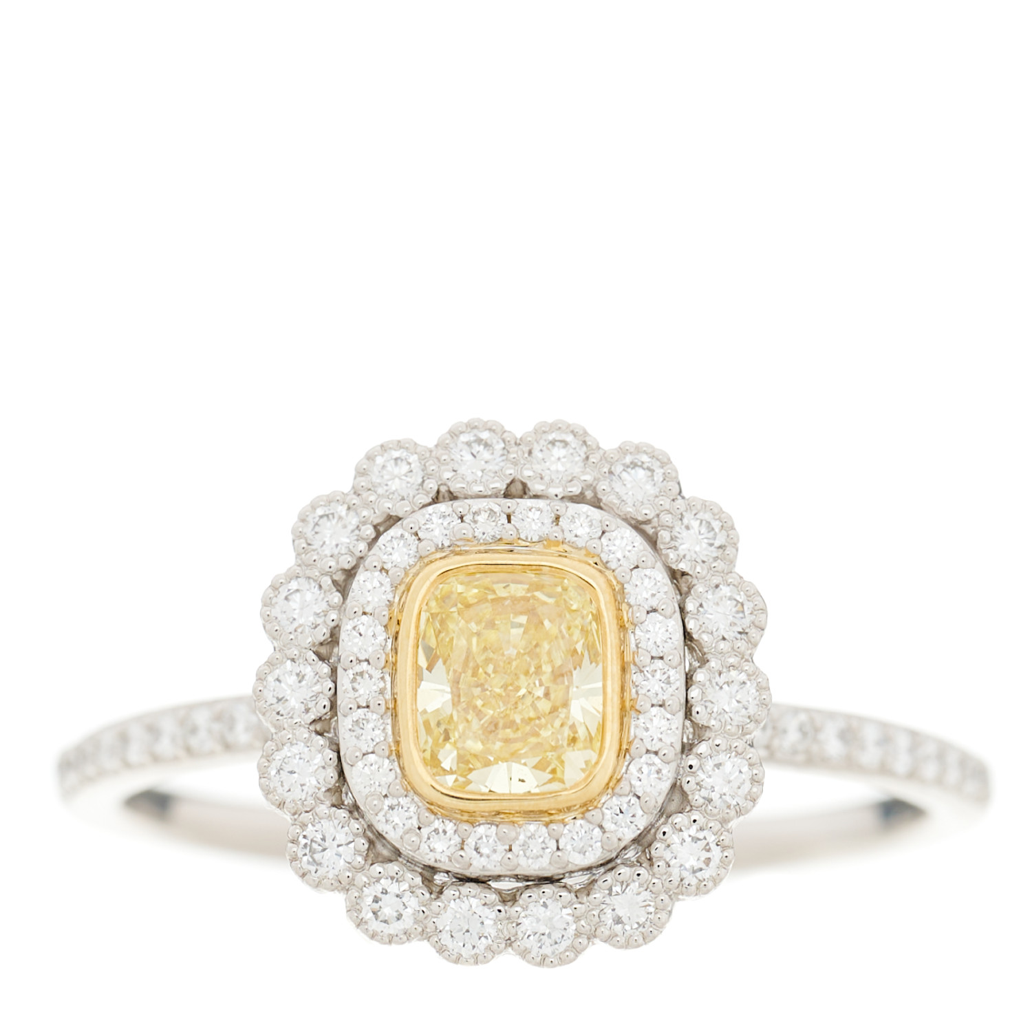 TIFFANY Platinum 18K Yellow Gold Fancy Intense Yellow