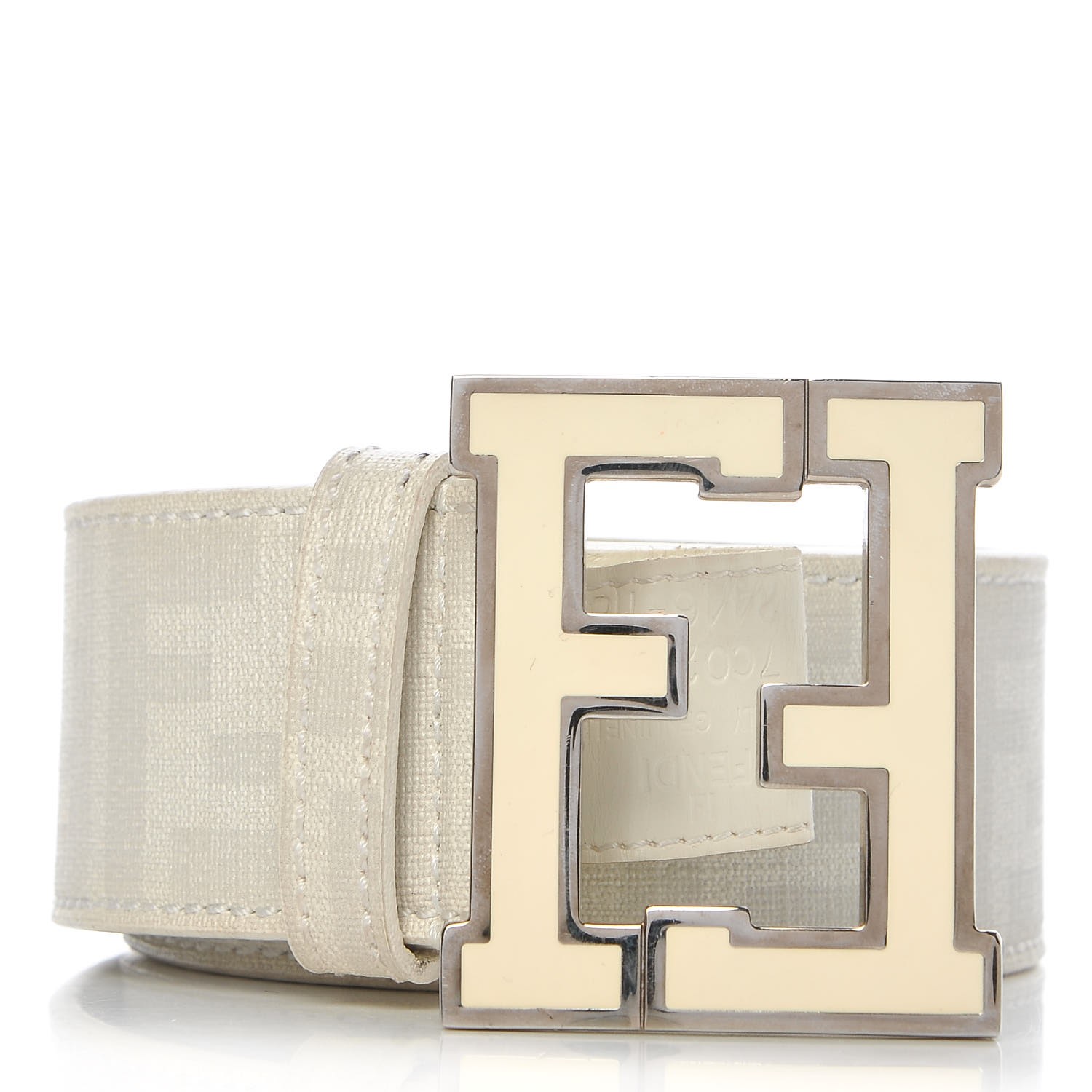 FENDI Zucca Spalmati College Belt 85 34 White 286326