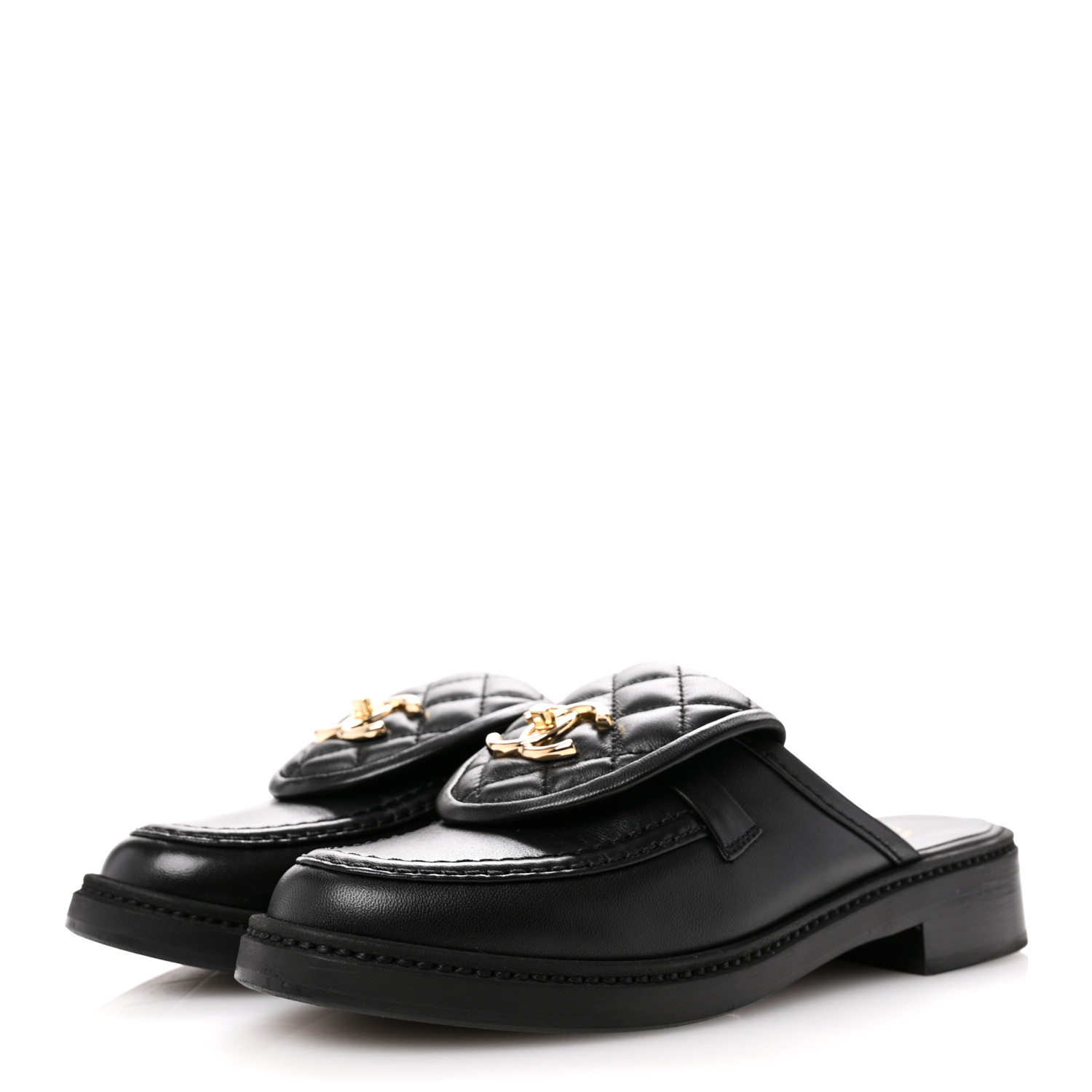 CHANEL ミュール36 CHANEL Lambskin Quilted CC Turnlock Mules 36 Black 1641677