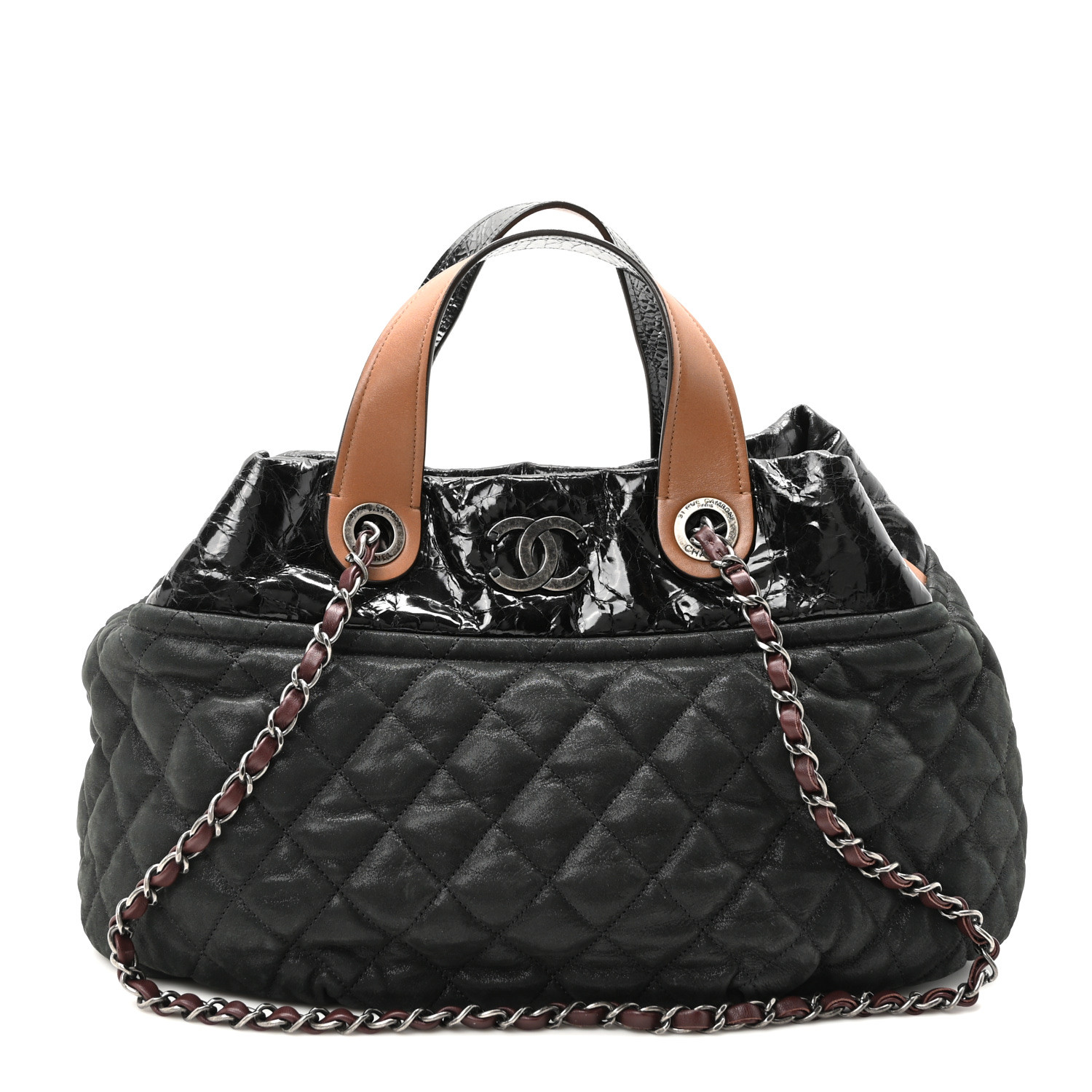 CHANEL Iridescent Calfskin Small In The Mix Tote Black