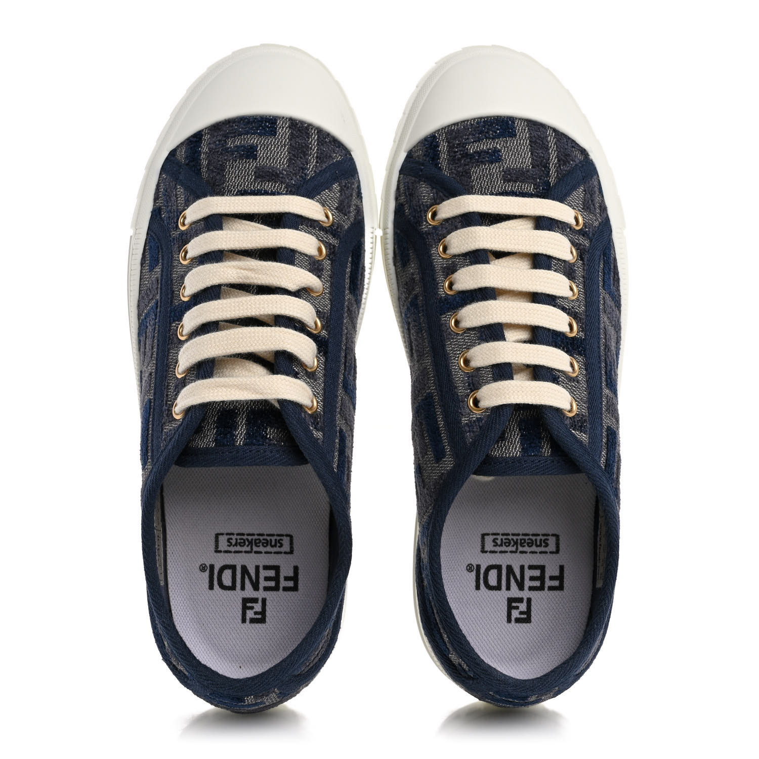 24AW new/FENDI ドミノFFロートップスニーカー Sneakers Blue Fendi Domino Frayed Denim Sneakers | Saks Fifth Avenue