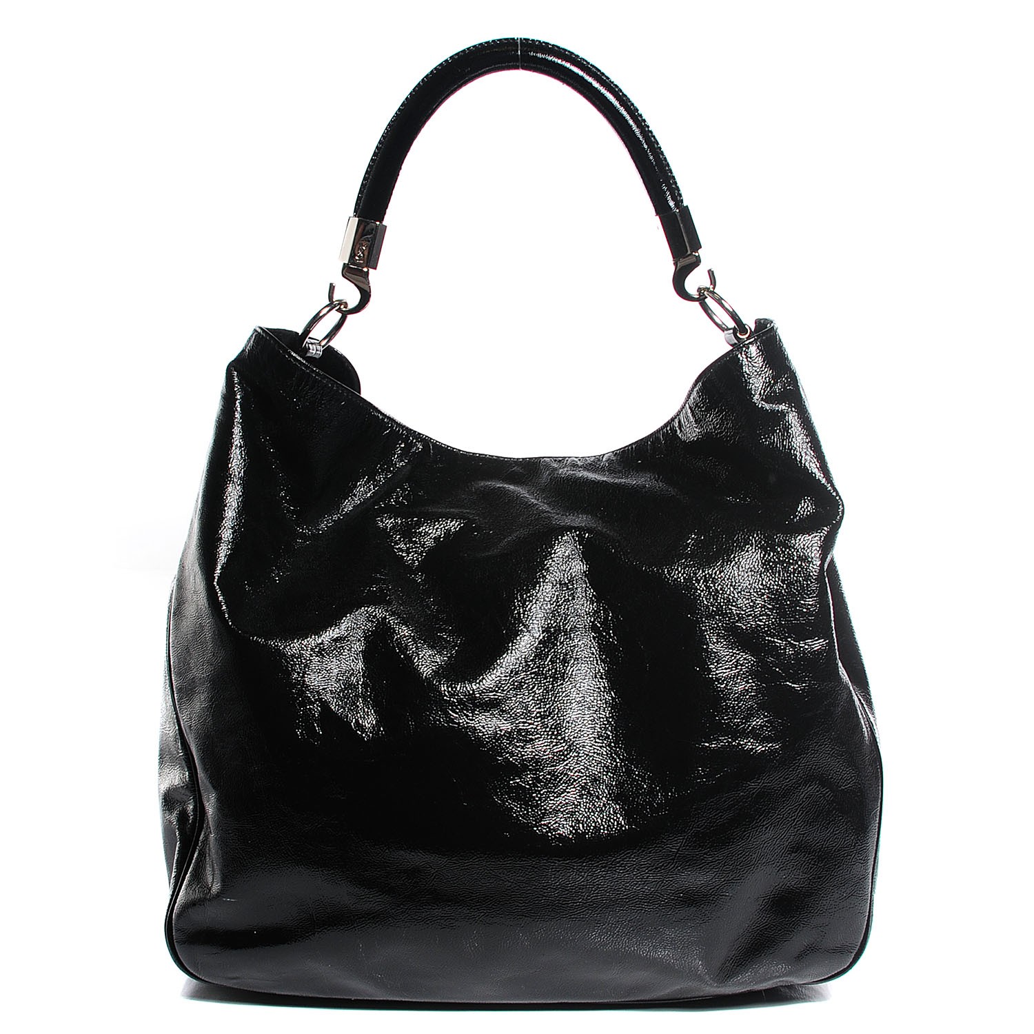 SAINT LAURENT Patent Large Roady Hobo Black 108033