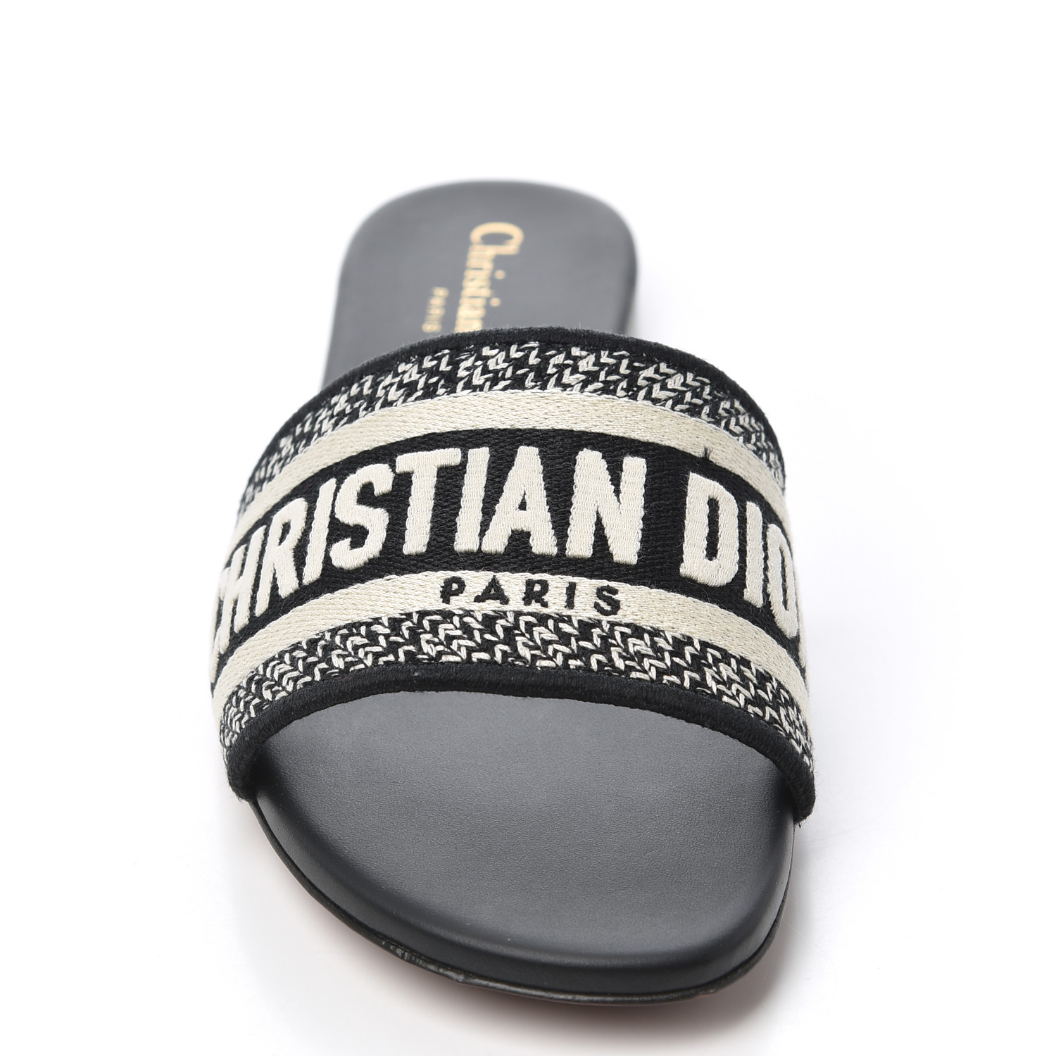 CHRISTIAN DIOR Canvas Embroidered Dway Mules Slide Sandals