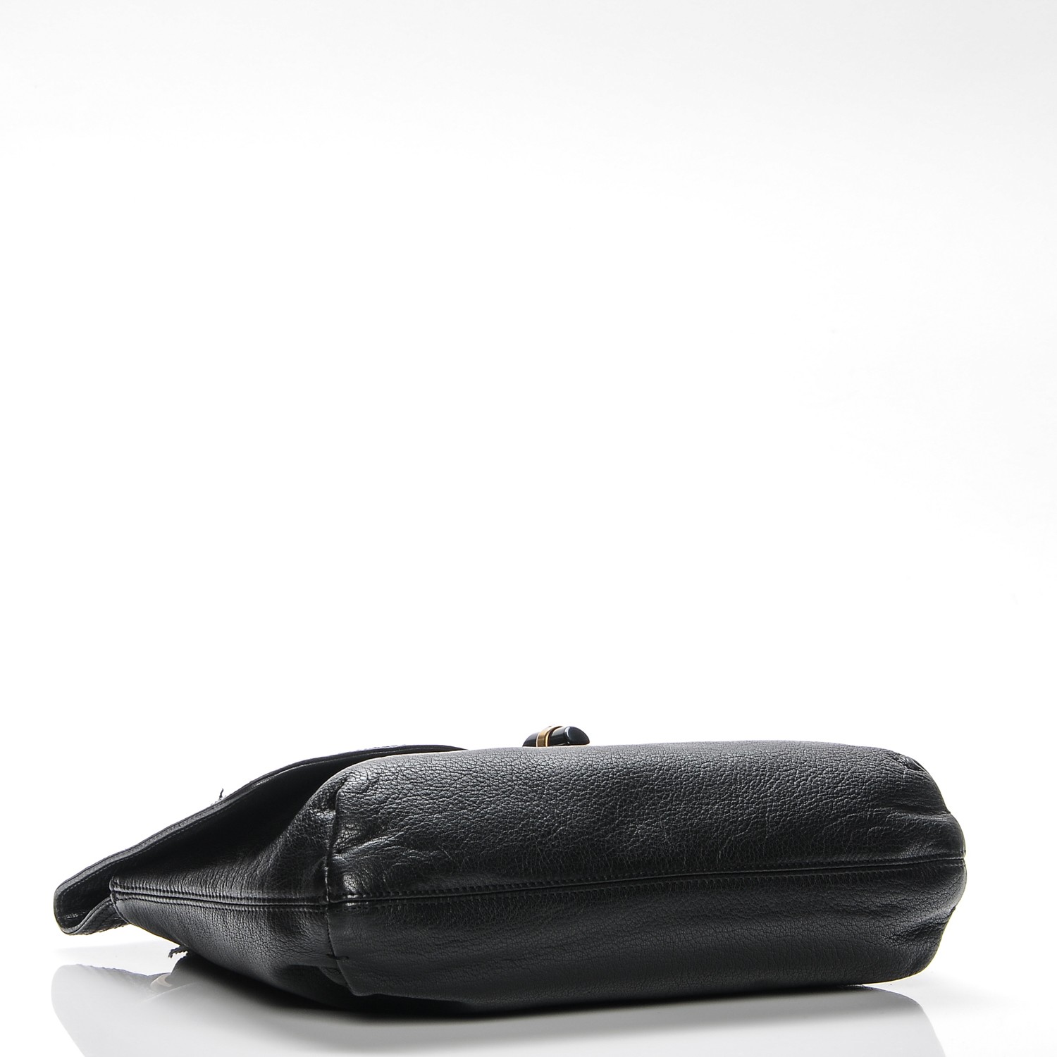 LANVIN Goatskin Medium Happy Shoulder Bag Black 194318