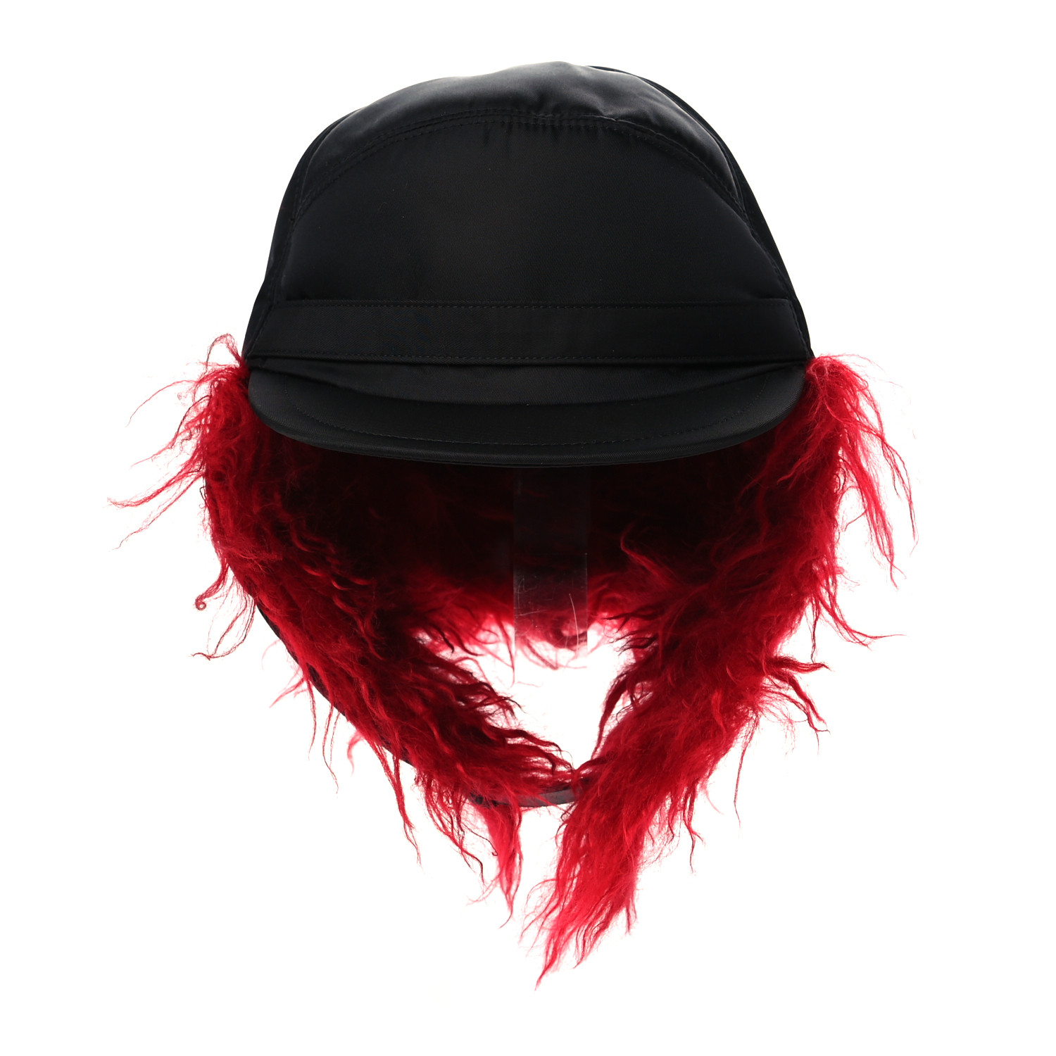 キャップ PRADA Nylon And Fur Hat Prada Prada Black-Red Faux Fur Trapper Hat Size S | Grailed