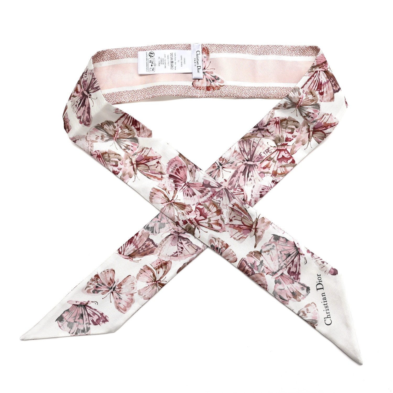 【関税込♪】Dior camo Papillon 90 square scarf silk twill Dior Camo Papillon 90 Square Scarf White and Sky Blue Silk