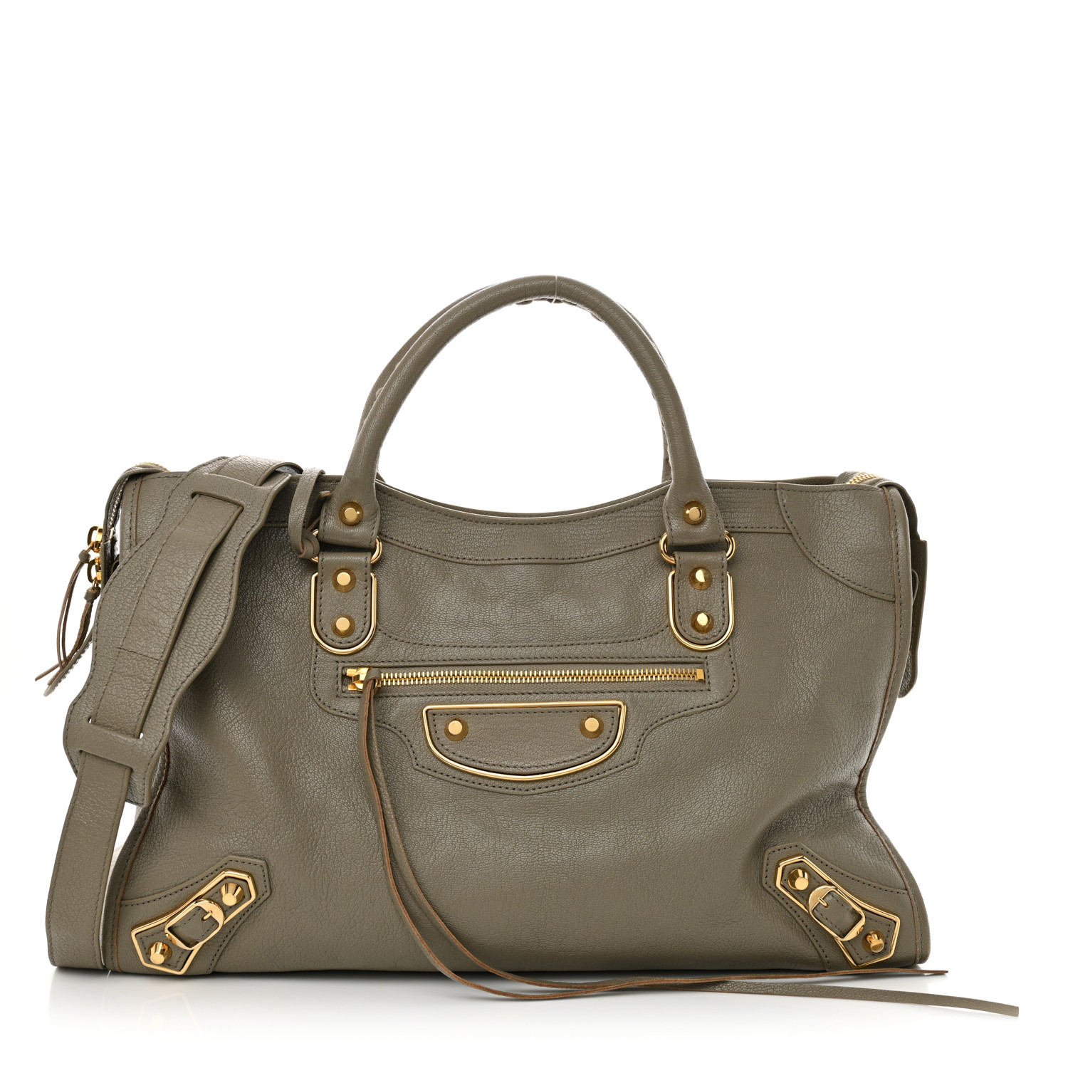 BALENCIAGA シティ BALENCIAGA Chevre Gold Metallic Edge Hardware City Gris
