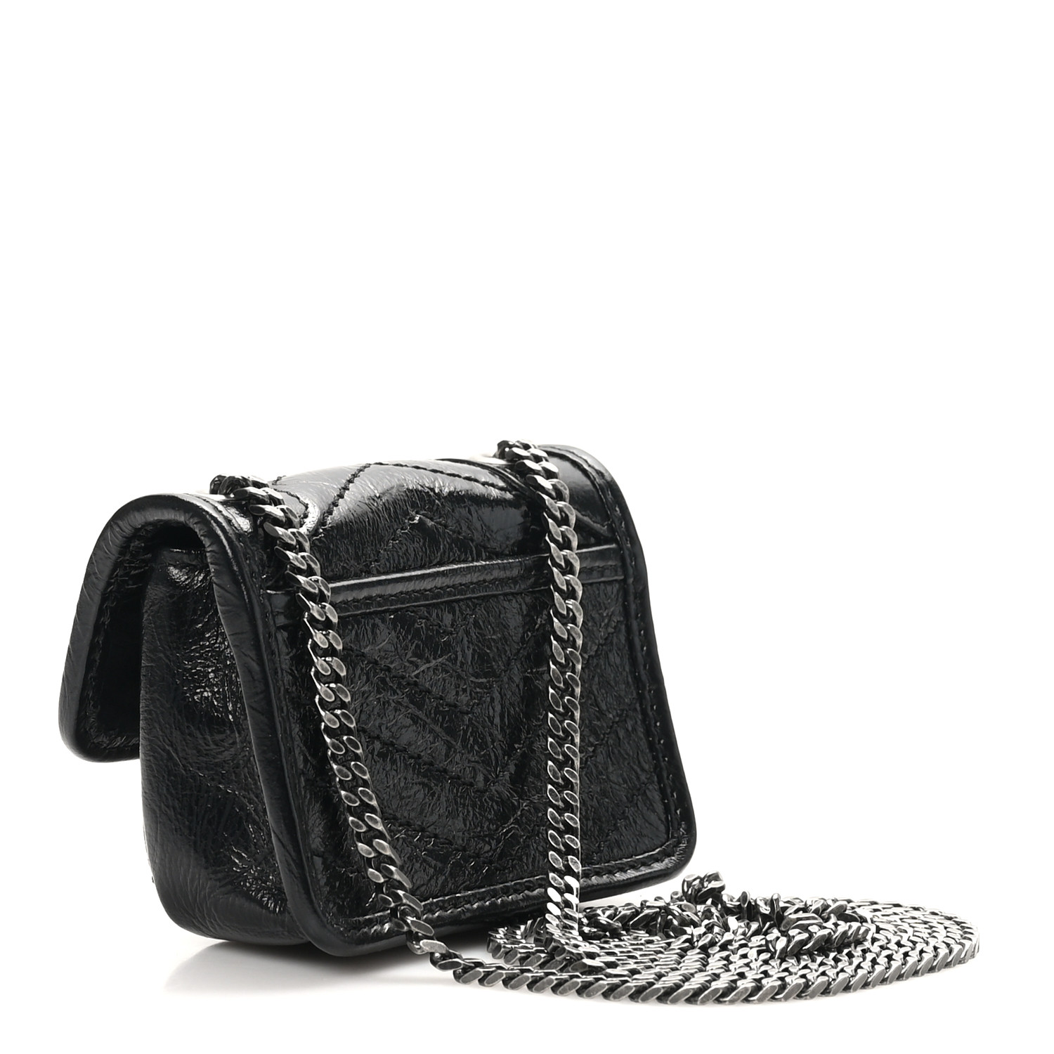 SAINT LAURENT Crinkled Calfskin Matelasse Monogram Niki