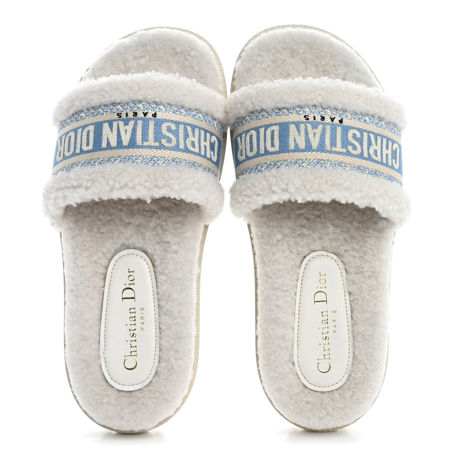Dior マキシウィ CHRISTIAN DIOR Shearling Canvas Embroidered Dway 10mm Slide