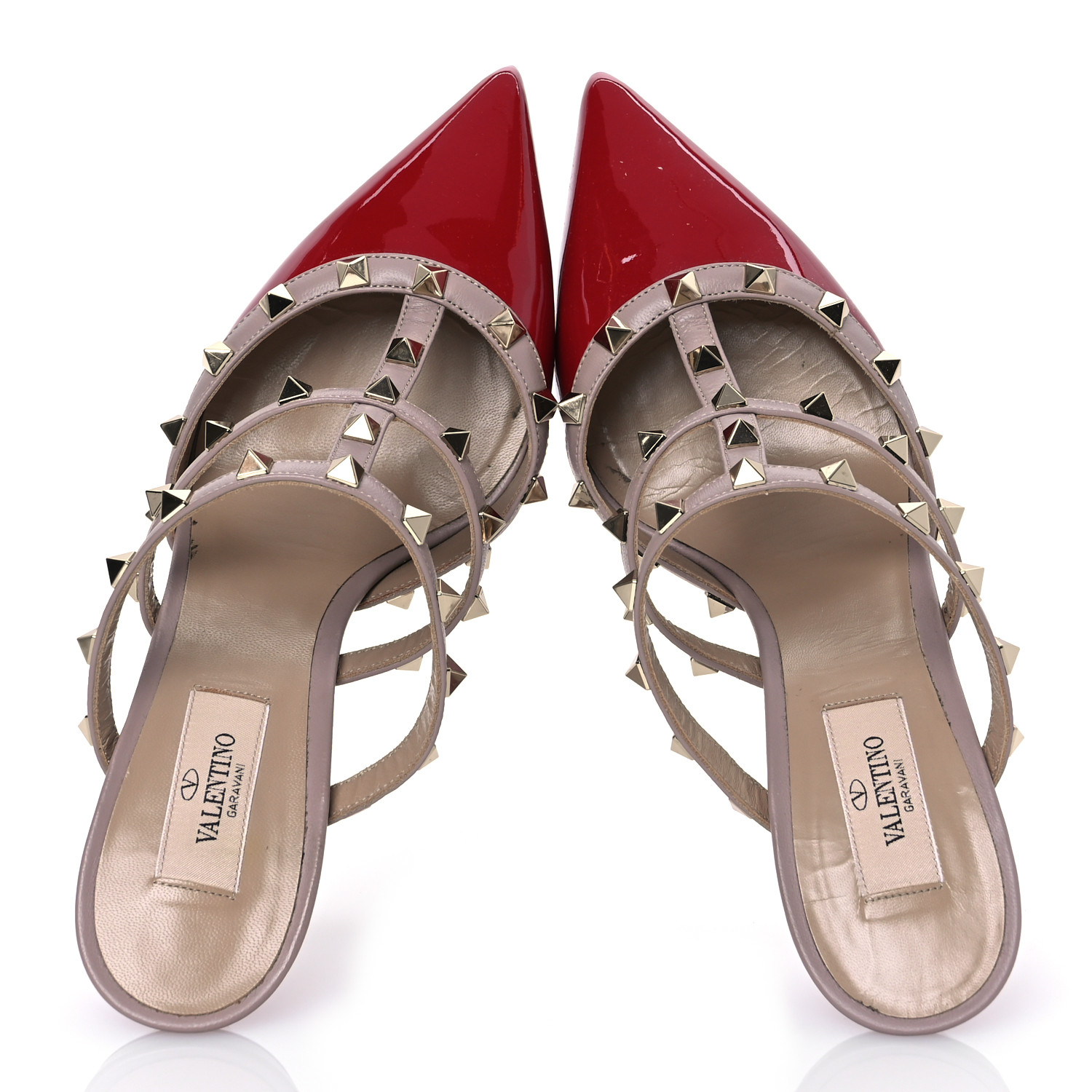 【VALENTINO GARAVANI】 VALENTINO GARAVANI Patent Rockstud 90mm Cage Mules 39.5