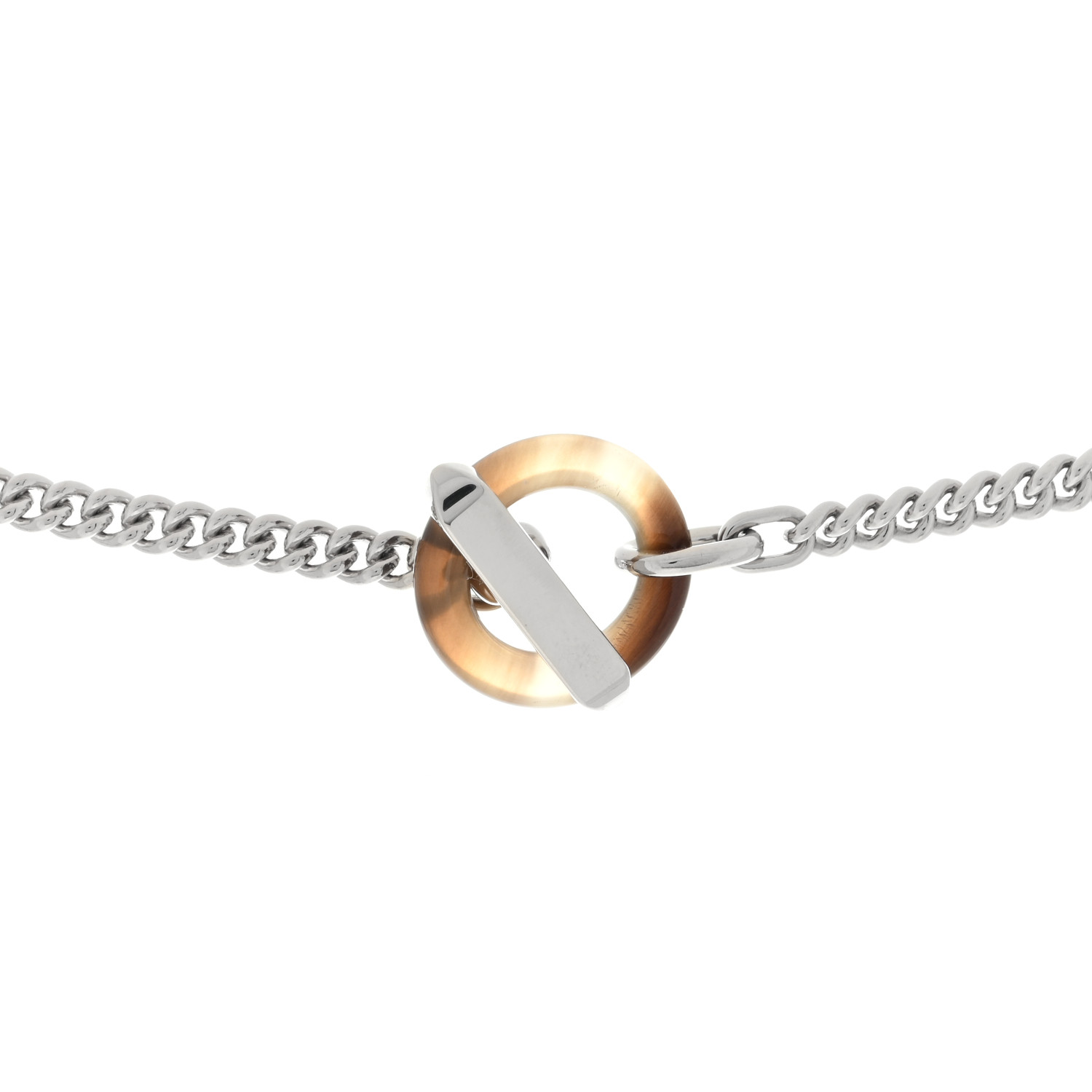 HERMES Lacquered Palladium Destrier Necklace Duo De Gris