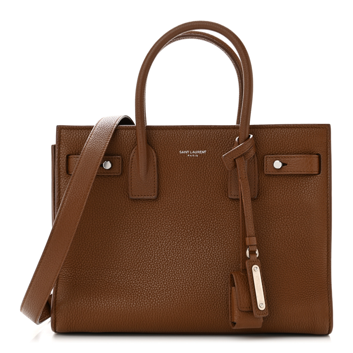 SAINT LAURENT Grained Calfskin Baby Supple Sac De Jour Camel